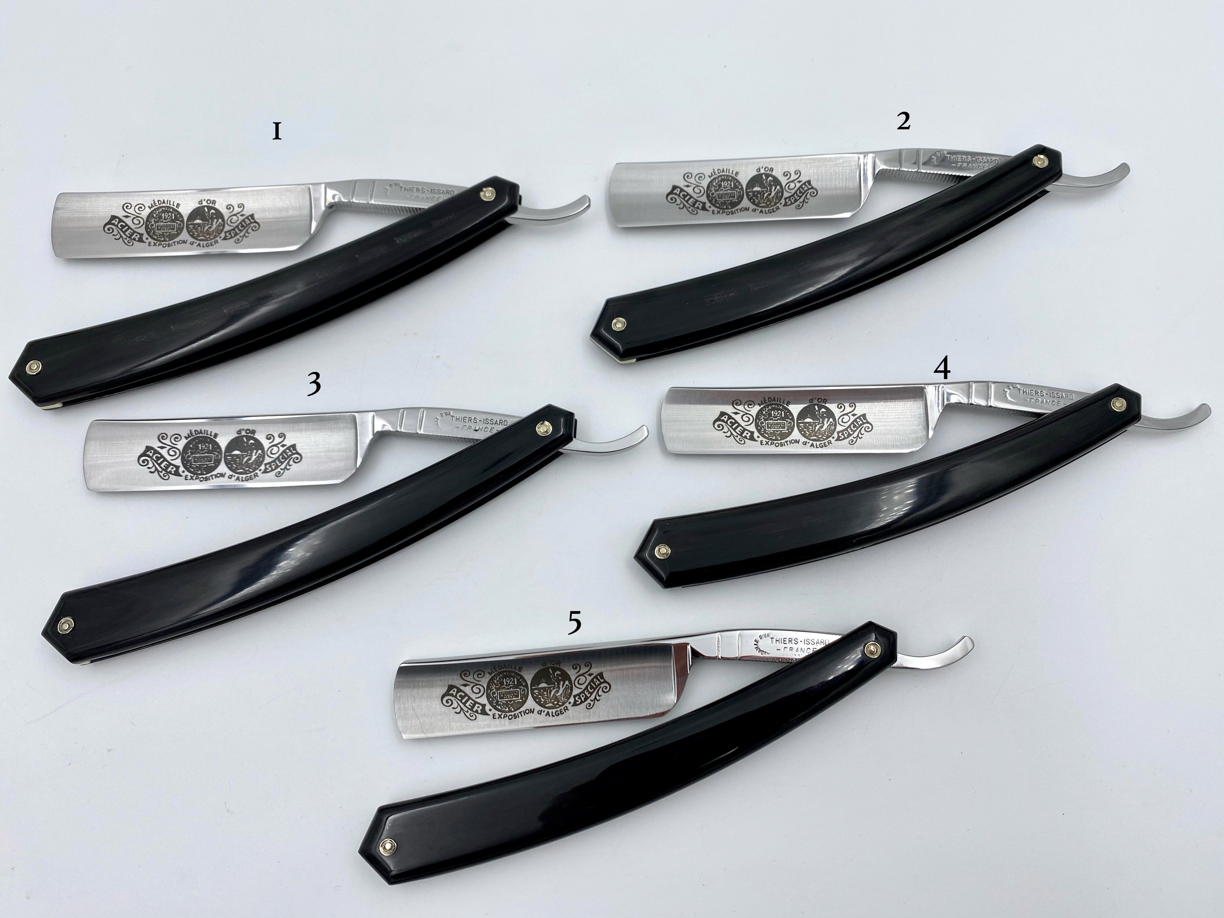 Thiers Issard 5/8 "Medaille d'or Alger" Etch - Black Horn Scales - Singing Straight Razor