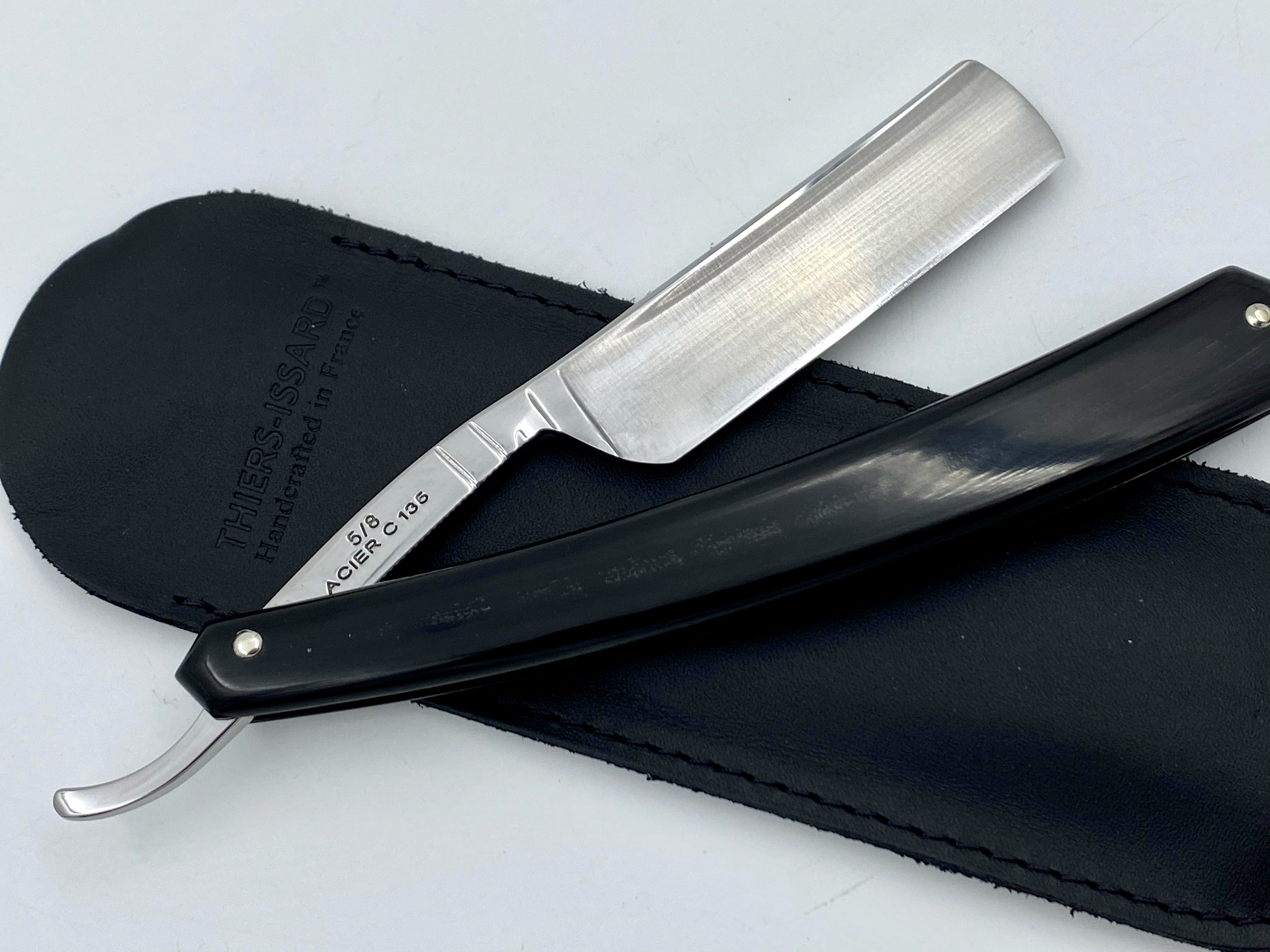 Thiers Issard 5/8 "Medaille d'or Alger" Etch - Black Horn Scales - Singing Straight Razor