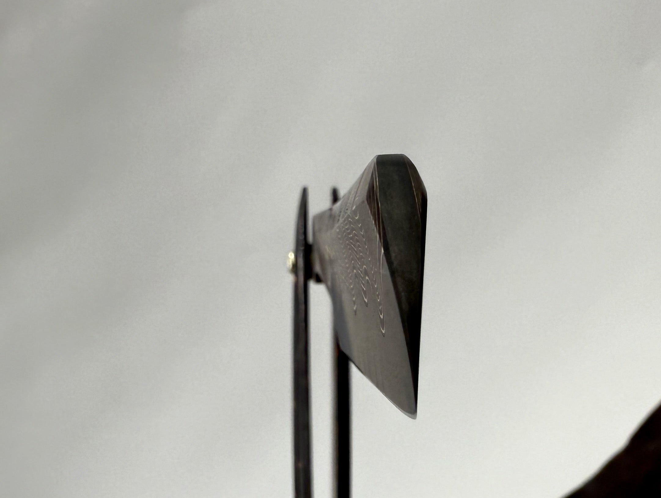 Griffith 13/16 Copper & Bronze Damascus San Mai Quarter Hollow - Carbon Fiber Scales Artisan Straight Razor