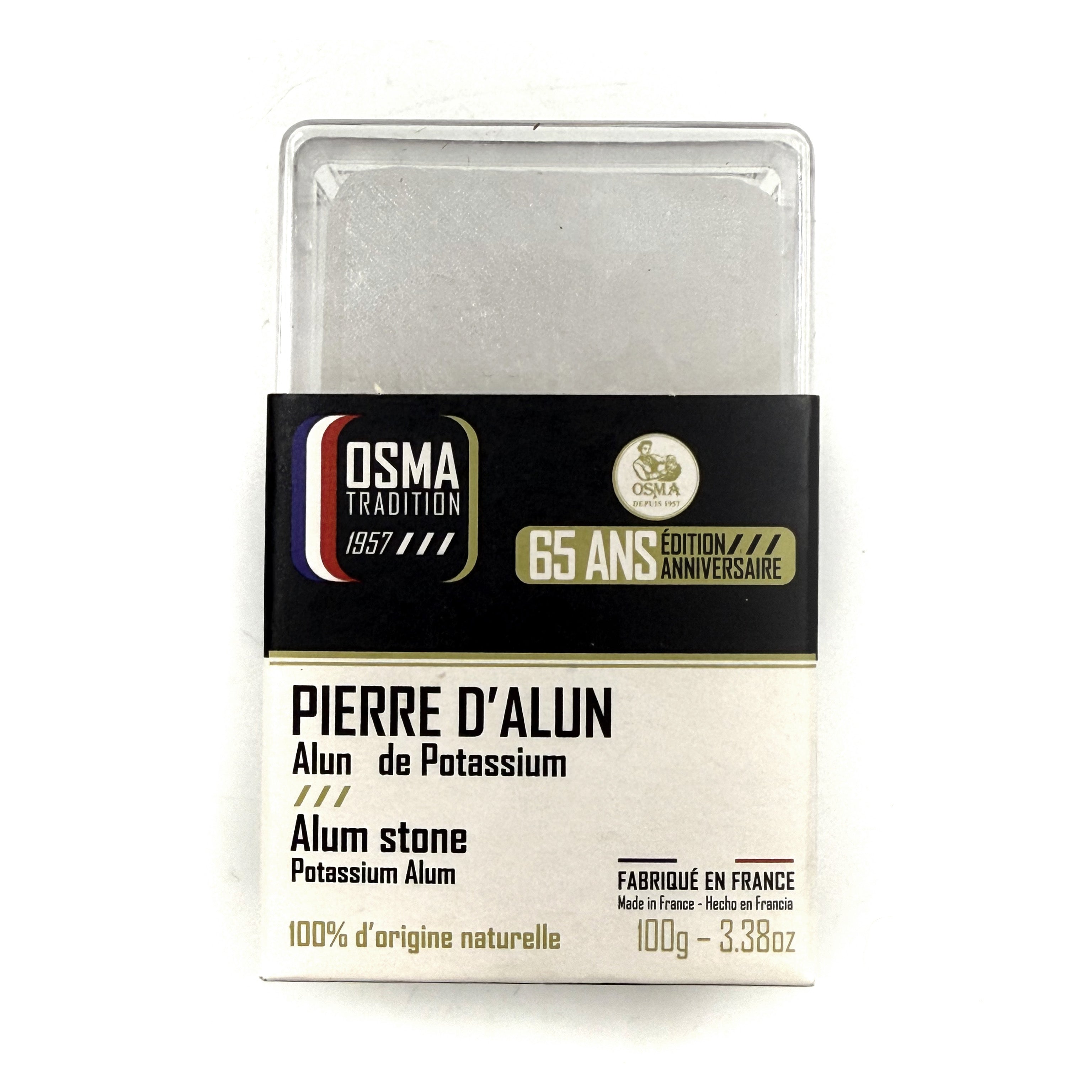 Bloc Osma Potassium Alum Block in Case – 100% Natural Alum Stone (3.52 oz / 100g)