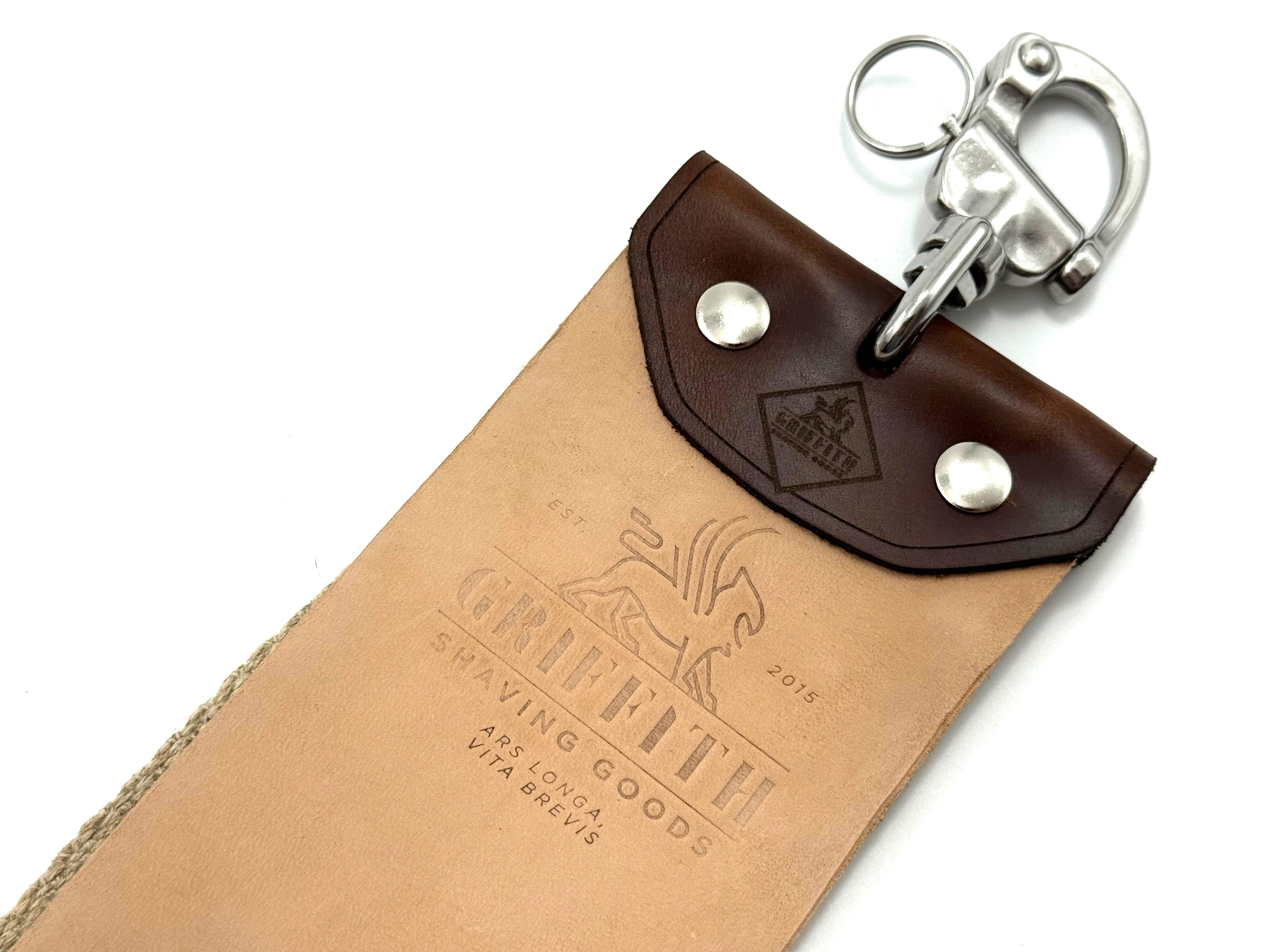 Griffith Shaving Goods Deluxe Horween Horsebutt & Flax Linen - 3 Inch Wide x 24" Long - Barber Style Razor Strop