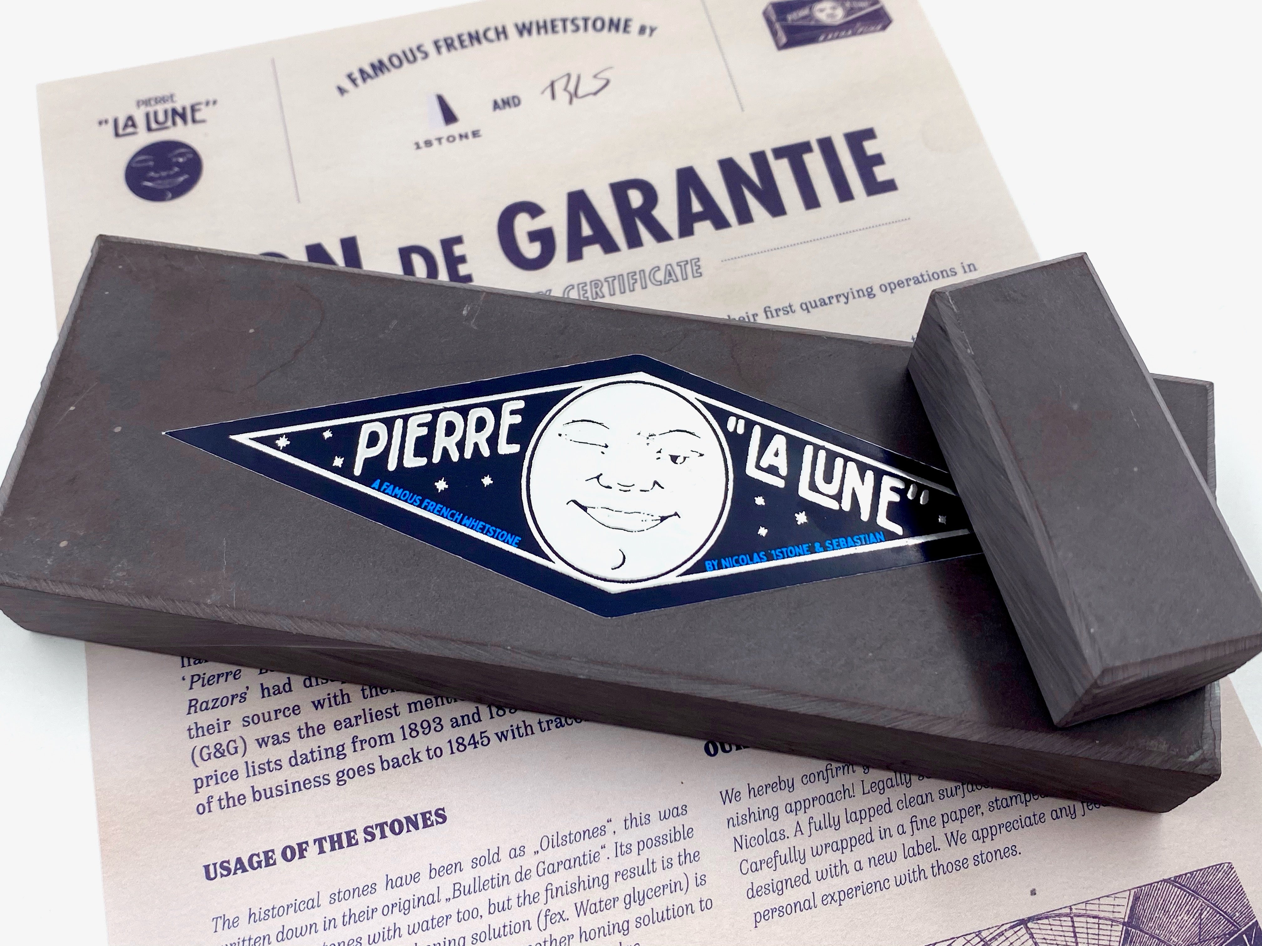 Pierre "La Lune" - 150x50mm (6x2") -French Fine Finishing Razor Hone Sharpening Stone with Slurry Stone