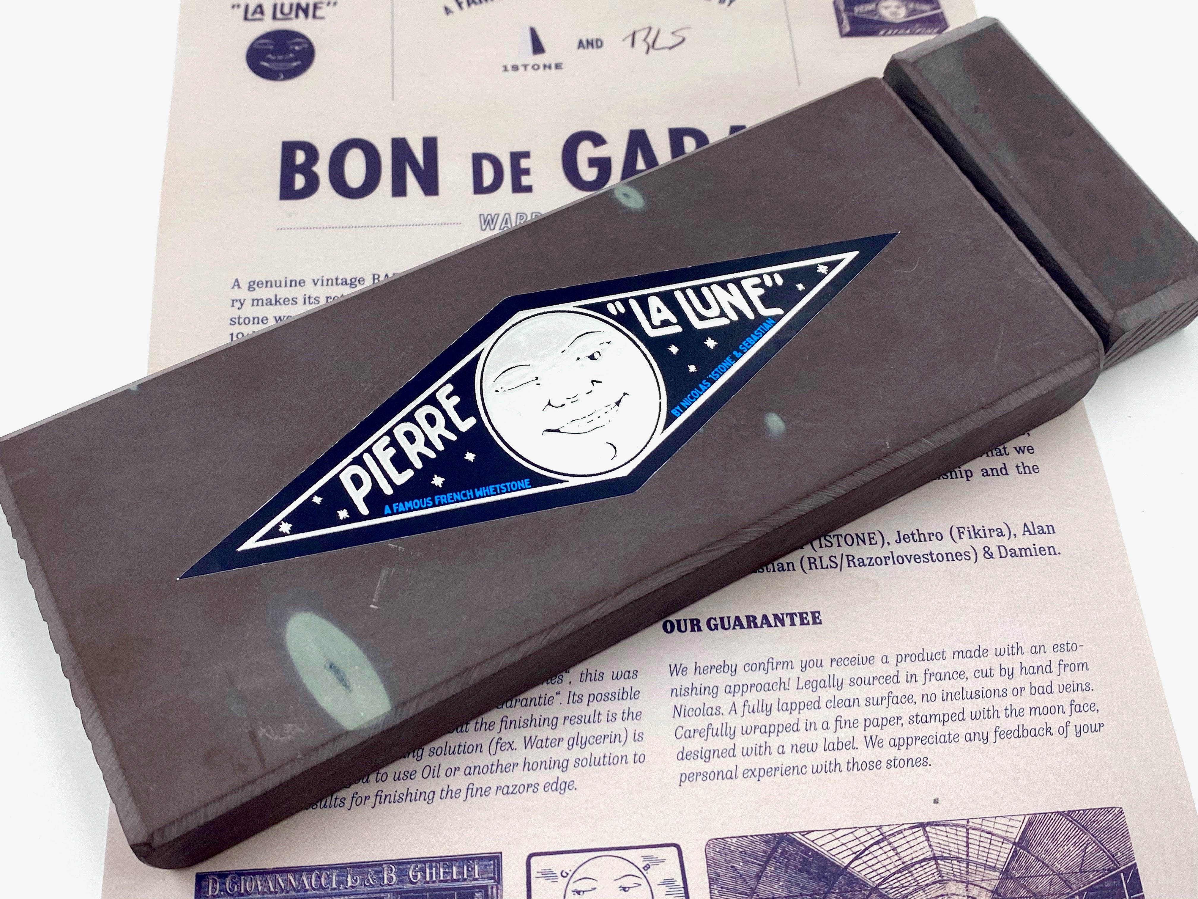 Pierre "La Lune" - 150x60mm (6x2.25") -French Fine Finishing Razor Hone Sharpening Stone with Slurry Stone