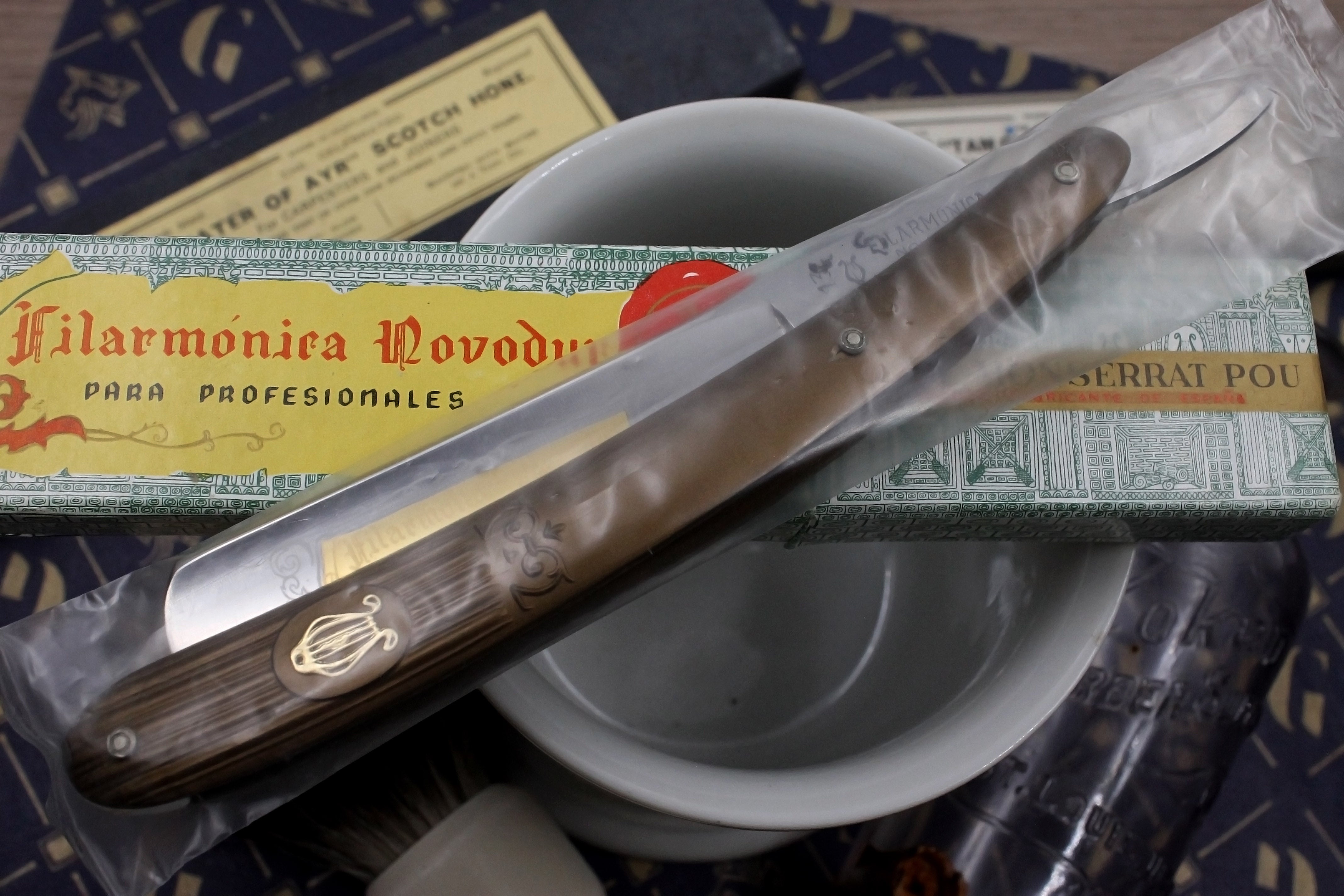 Filarmonica Novodur JMP No. 13 6/8 Full Hollow Blade - RARE SEALED NOS Vintage Spanish Straight Razor - Shave Ready