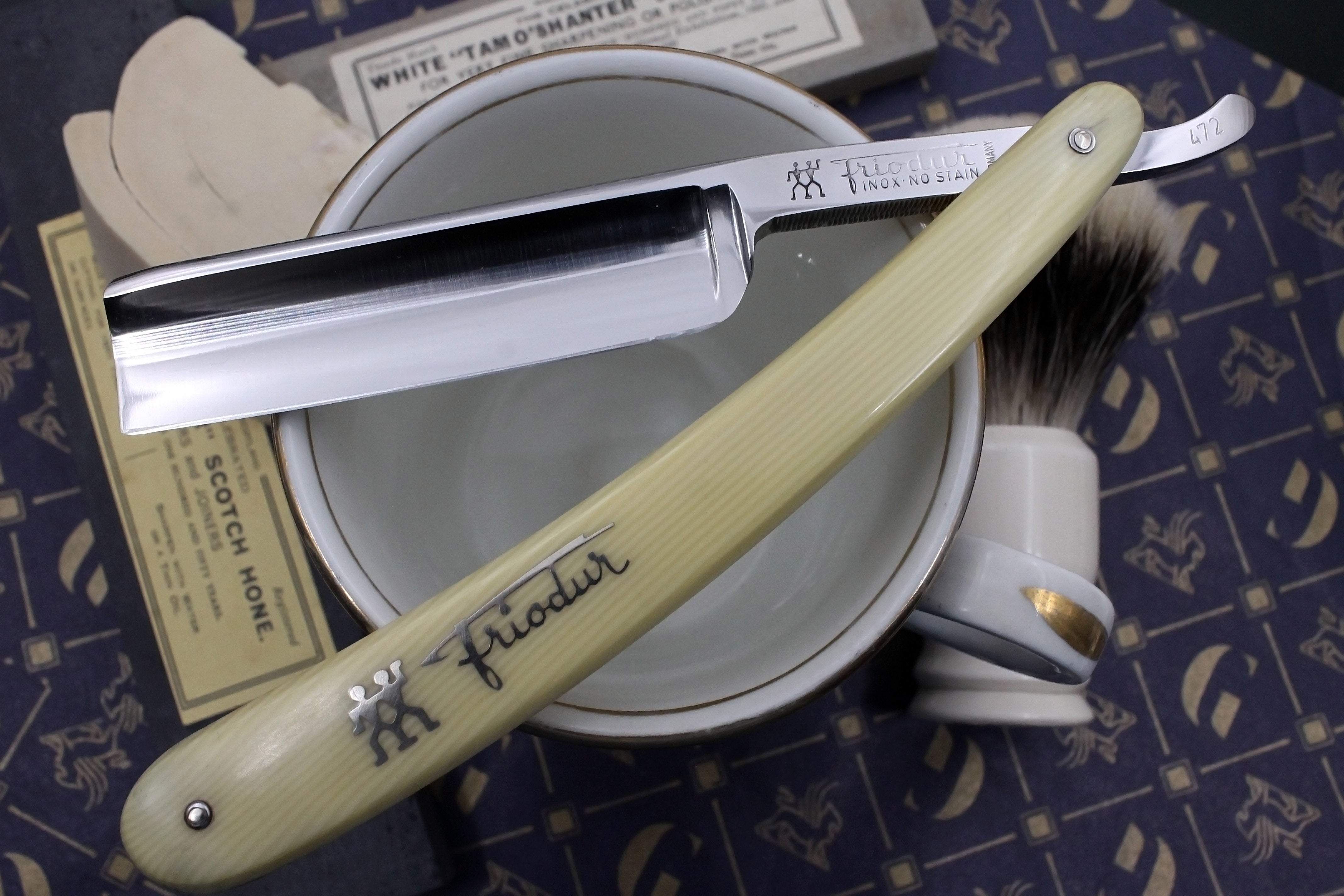 Henckels Friodur  No. 472 - 13/16 Excellent Stainless Steel Full Hollow - Solingen Straight Razor - Shave Ready