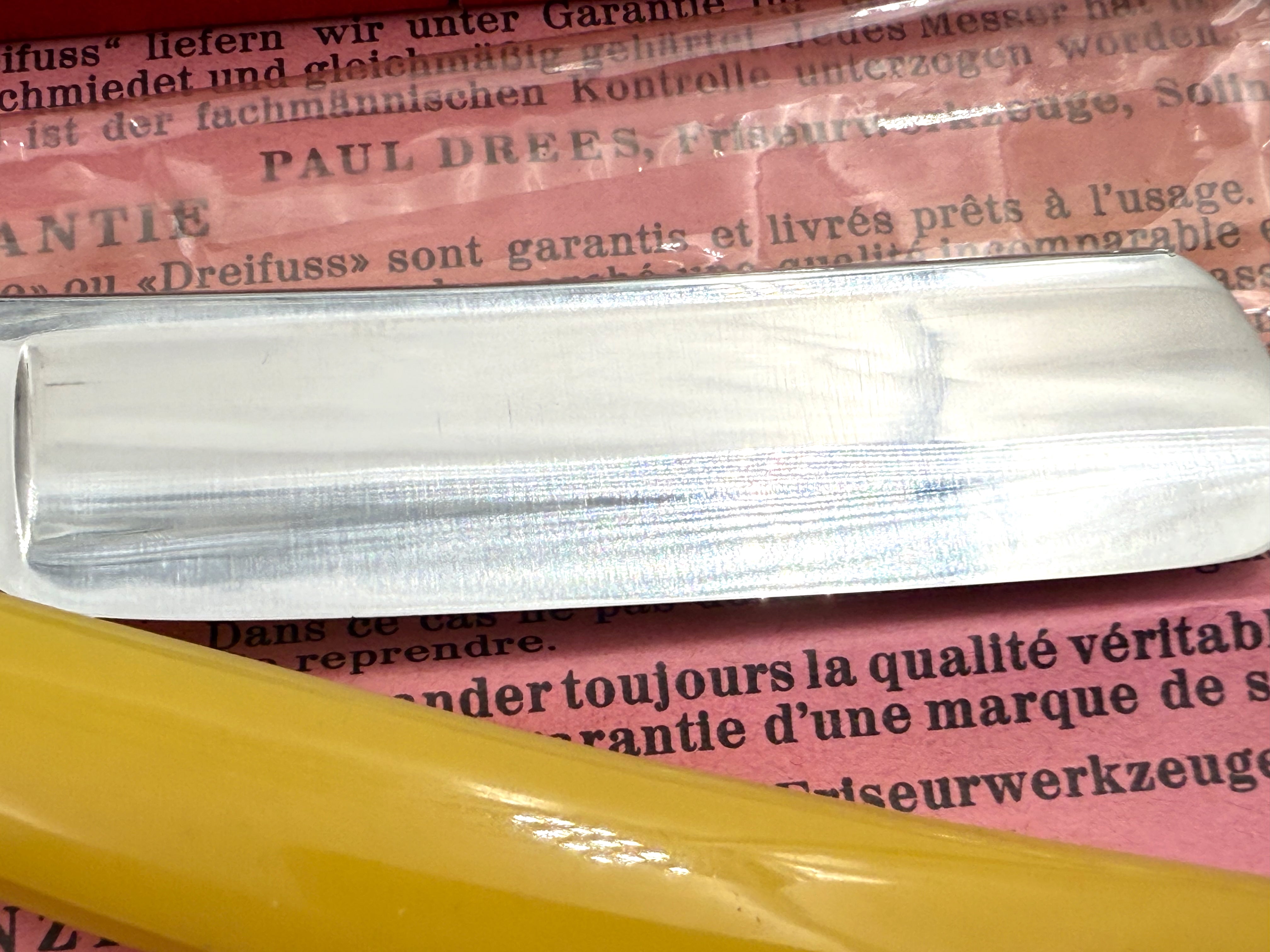 Paul Drees "Dreifuss" no. 1919 - RARE NOS 6/8-13/16 Full Hollow Vintage Solingen Straight Razors