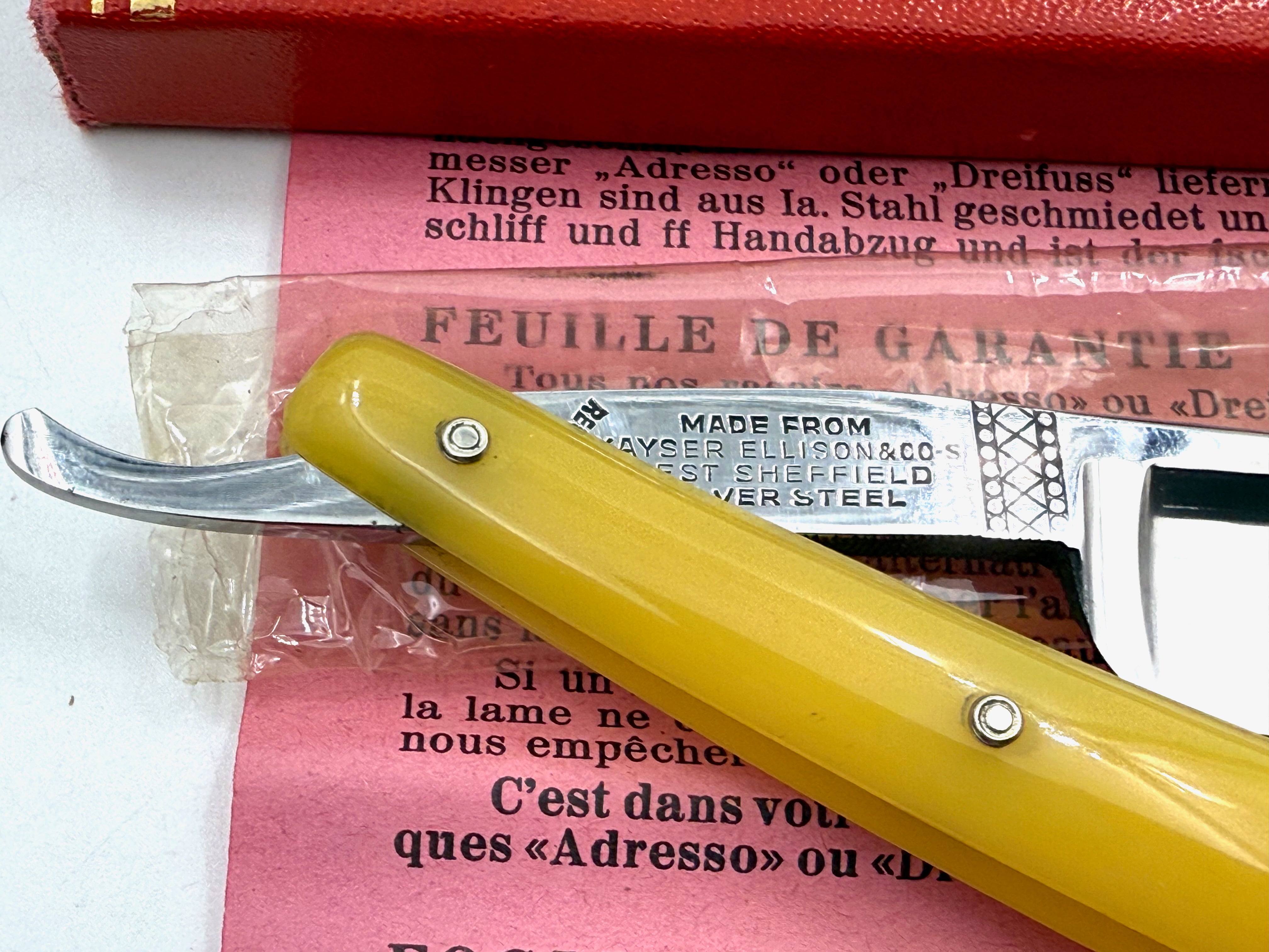 Paul Drees "Dreifuss" no. 1919 - RARE NOS 6/8-13/16 Full Hollow Vintage Solingen Straight Razors