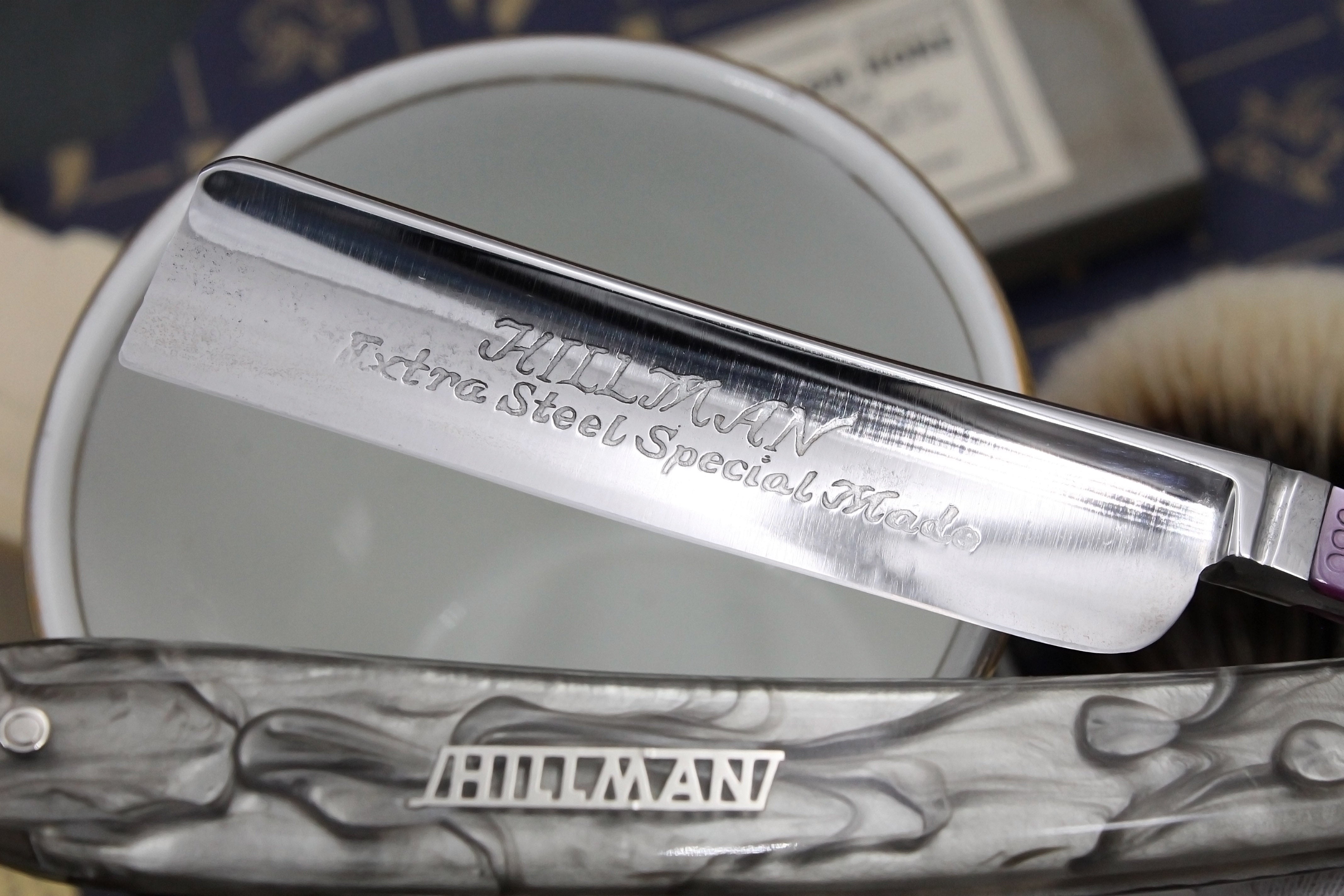 Hillman No. 980 Very Fancy Clad Tang - 13/16 Full Hollow Vintage Japanese Straight Razor - Shave Ready