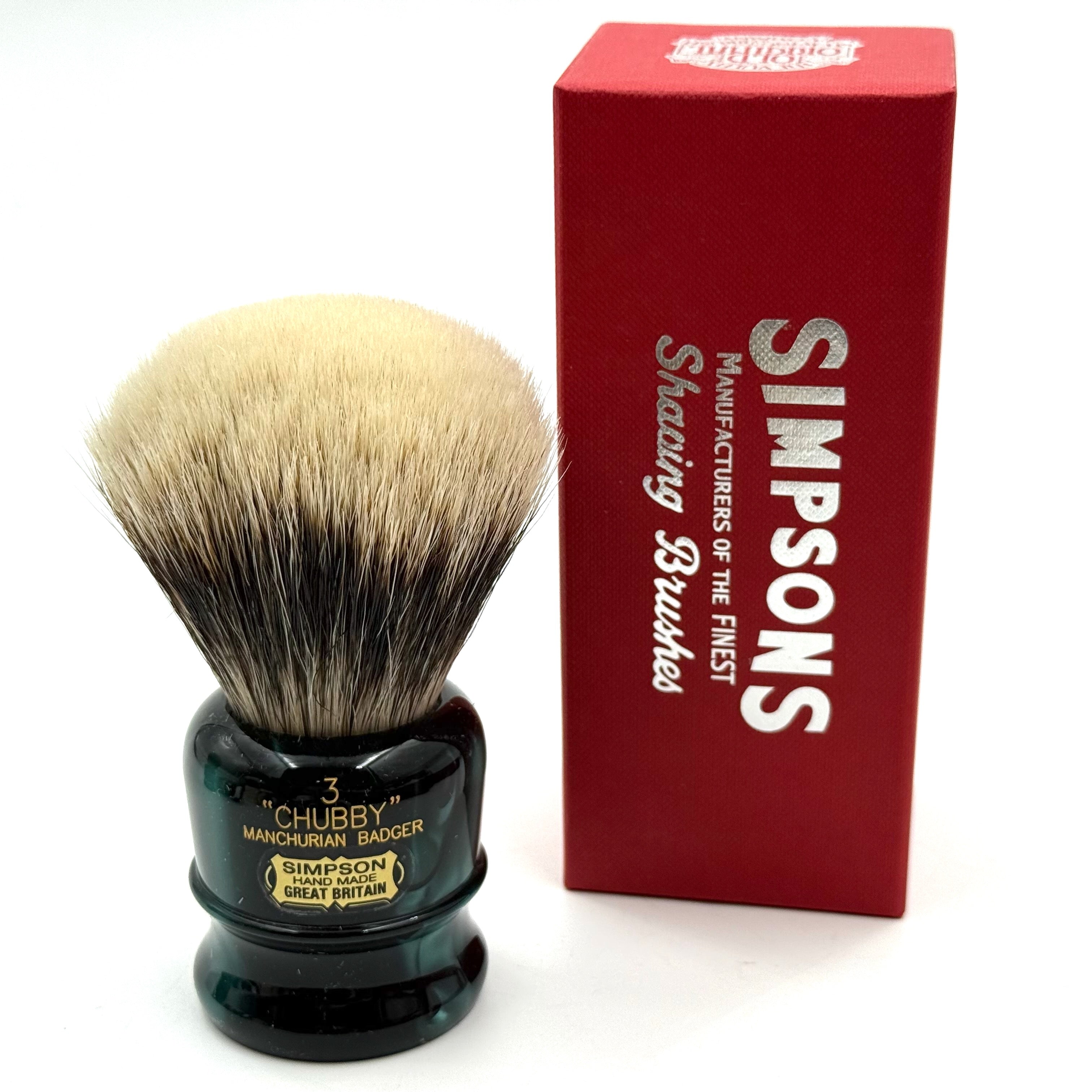 Limited Edition Simpson Chubby CH3 Manchurian Badger Shaving Brush - Emerald