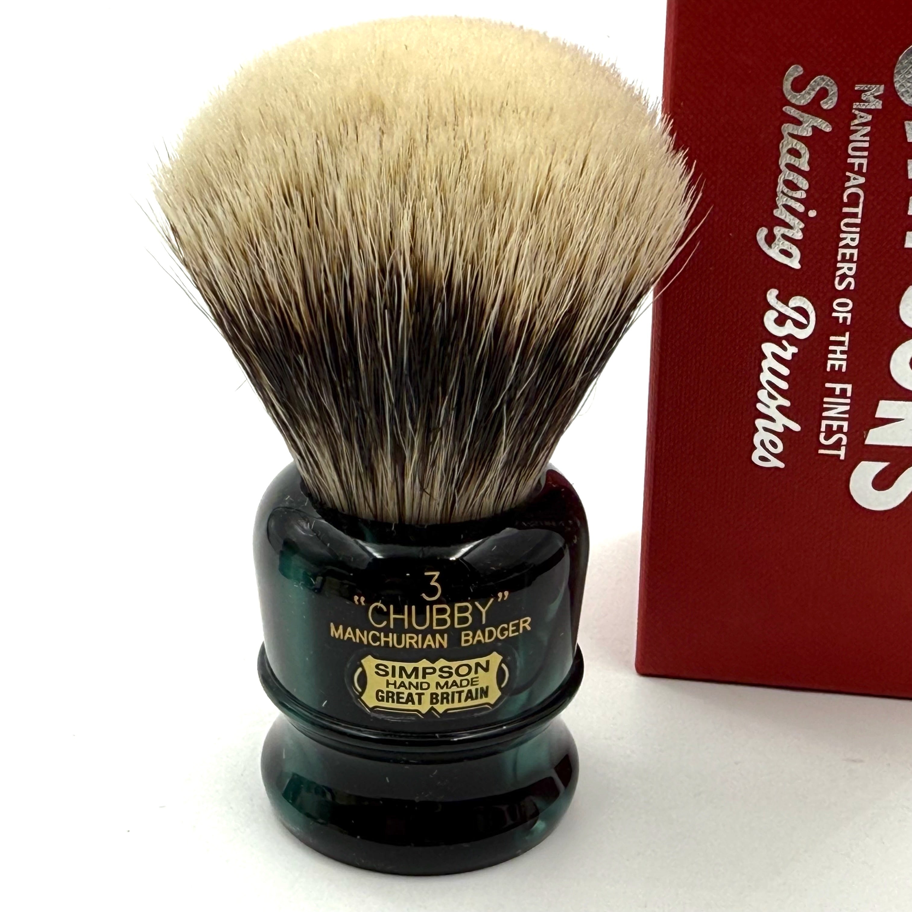Limited Edition Simpson Chubby CH3 Manchurian Badger Shaving Brush - Emerald