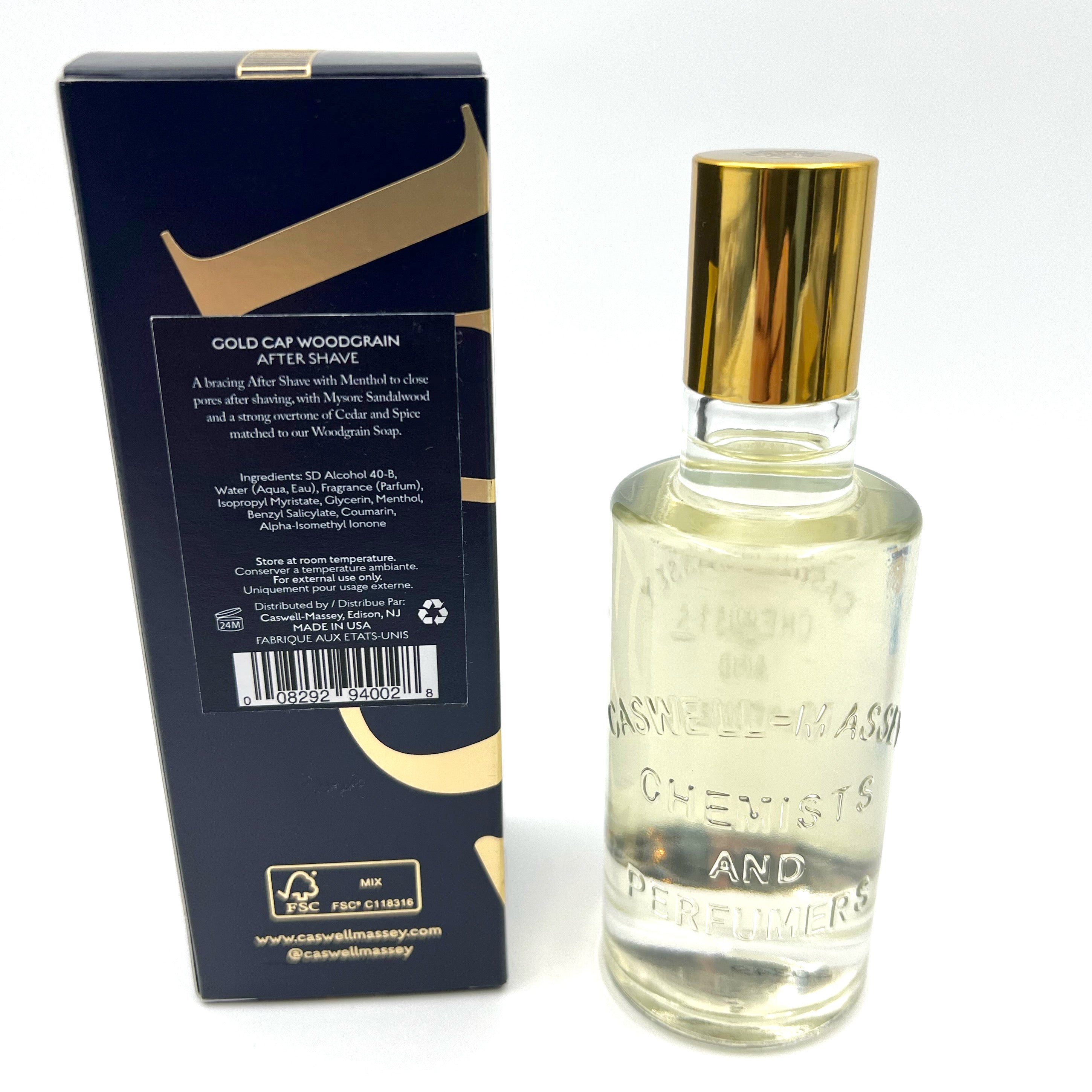 Caswell Massey Woodgrain Sandalwood Gold Cap Luxury After Shave (88ml/3 oz)