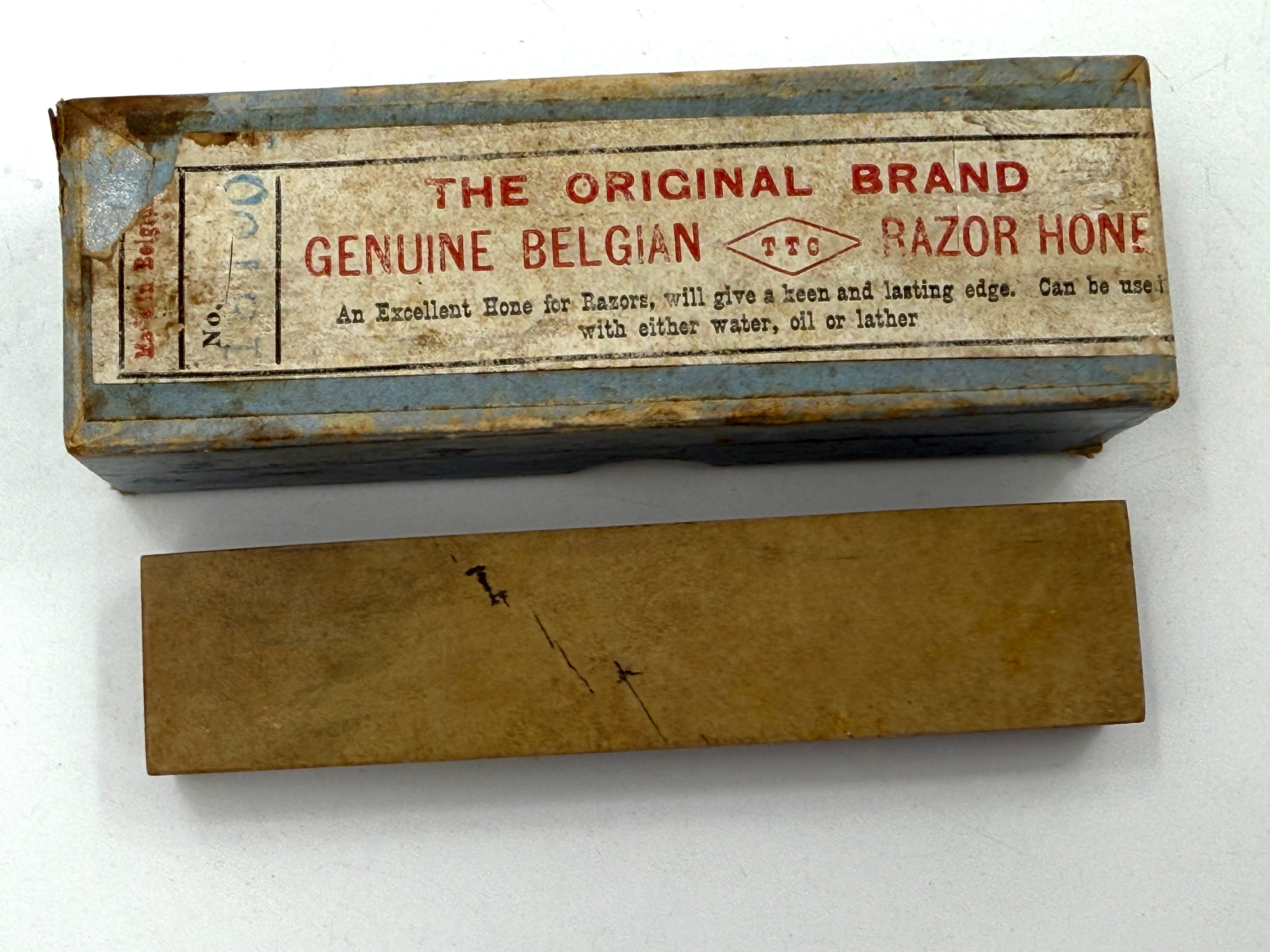 Coticule belge - Coffret d'affûtage pour rasoir - Combinaison vintage - 178 mm x 38 mm (7" x 1,5") - Affûtage