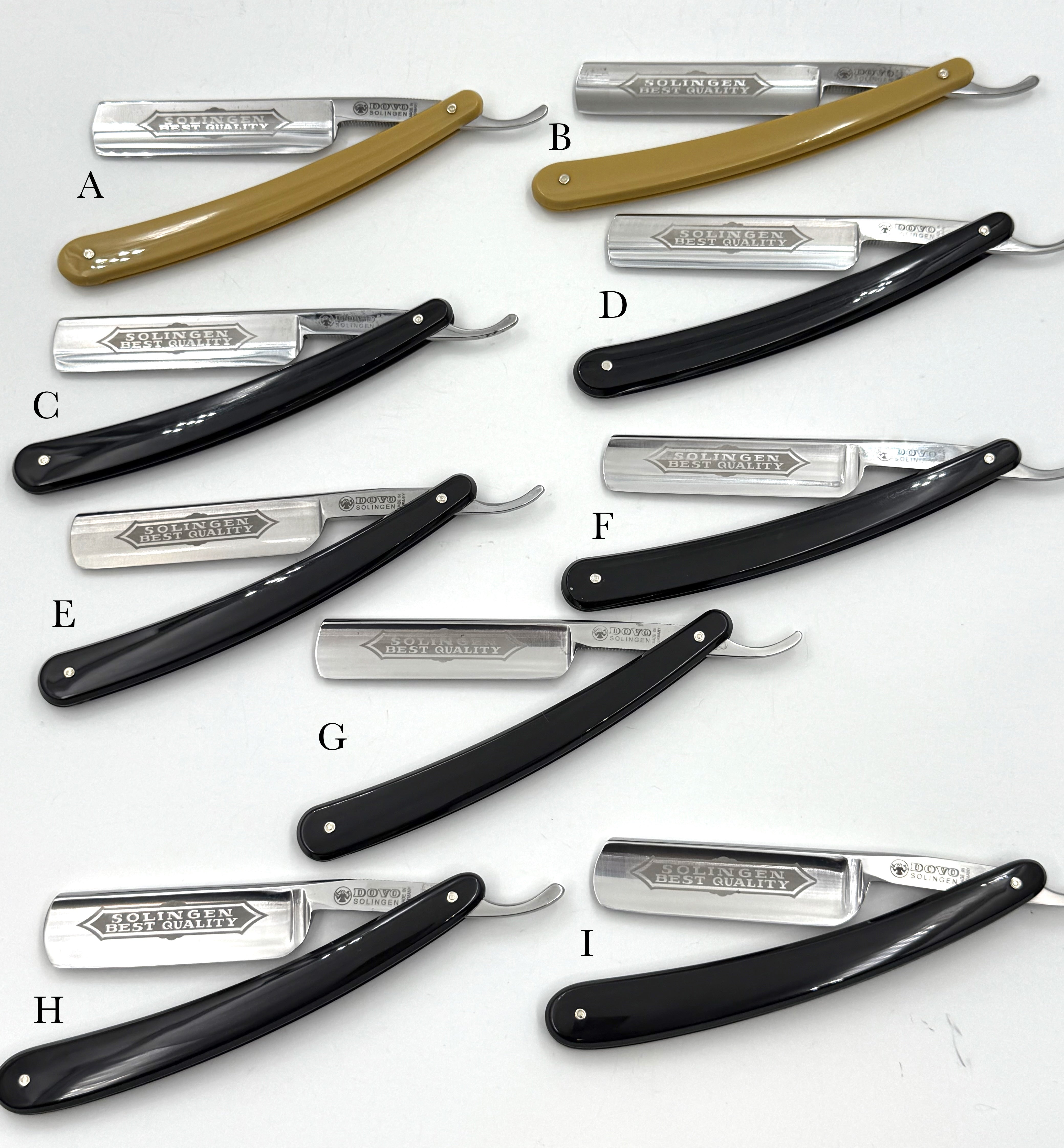Rasoirs droits Solingen Dovo "Best Quality" de GSG renouvelés avec manche en plastique 5/8 Full Hollow (CHOISISSEZ VOTRE RASOIR 2)