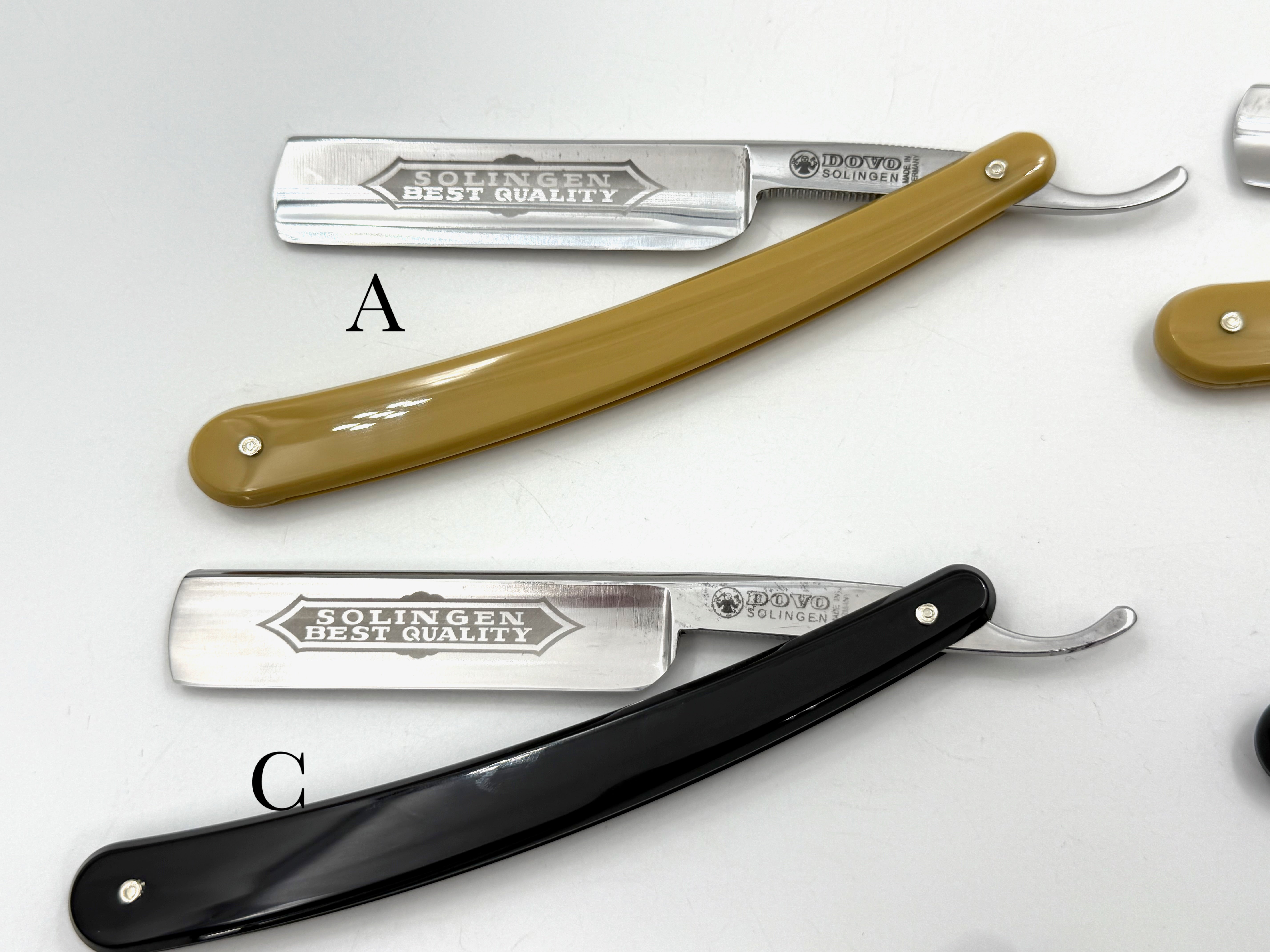 Rasoirs droits Solingen Dovo "Best Quality" de GSG renouvelés avec manche en plastique 5/8 Full Hollow (CHOISISSEZ VOTRE RASOIR 2)