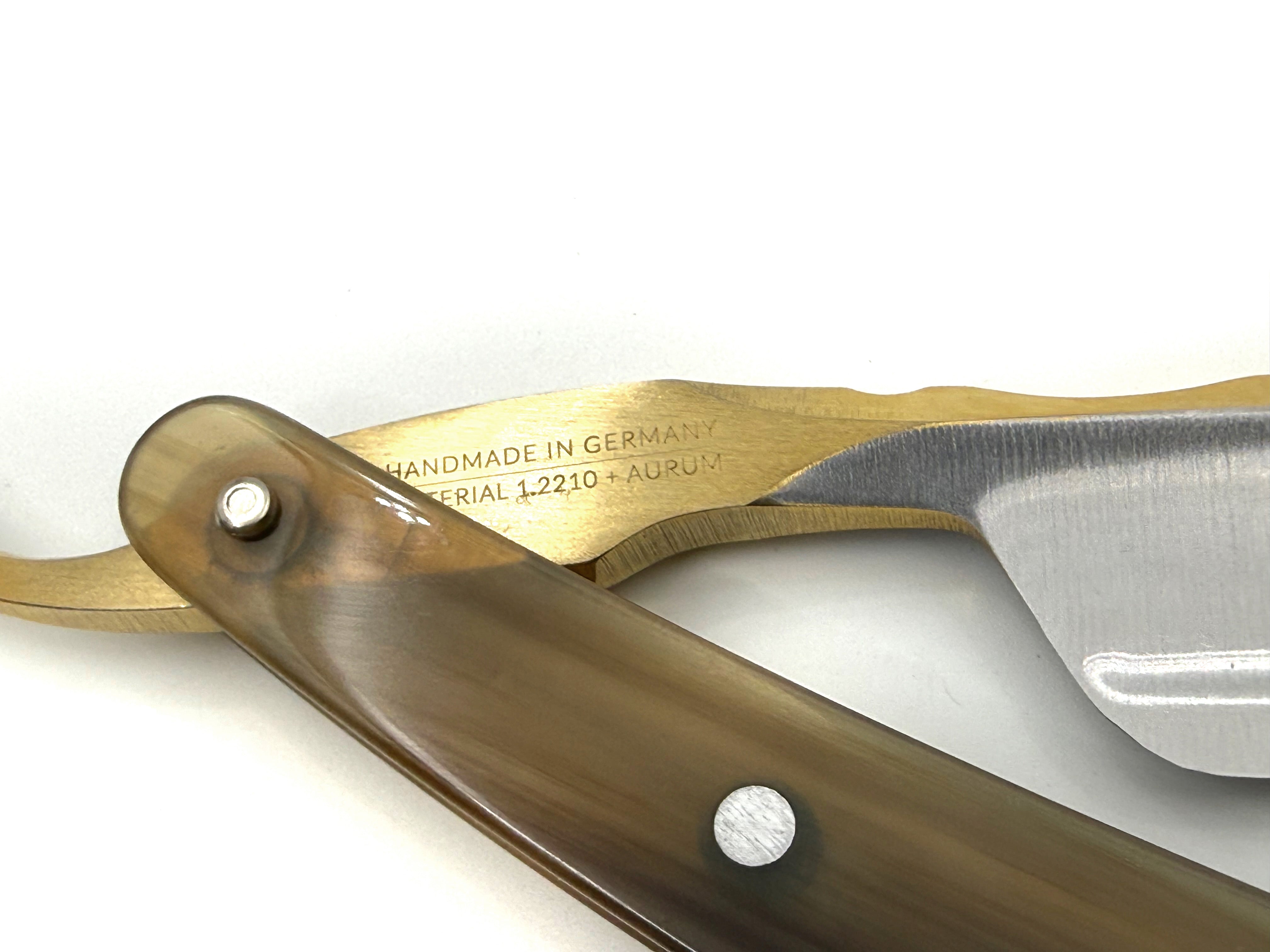 Dovo "Bergischer Lowe" Horn Handle 6/8 Full Hollow Solingen Straight Razor