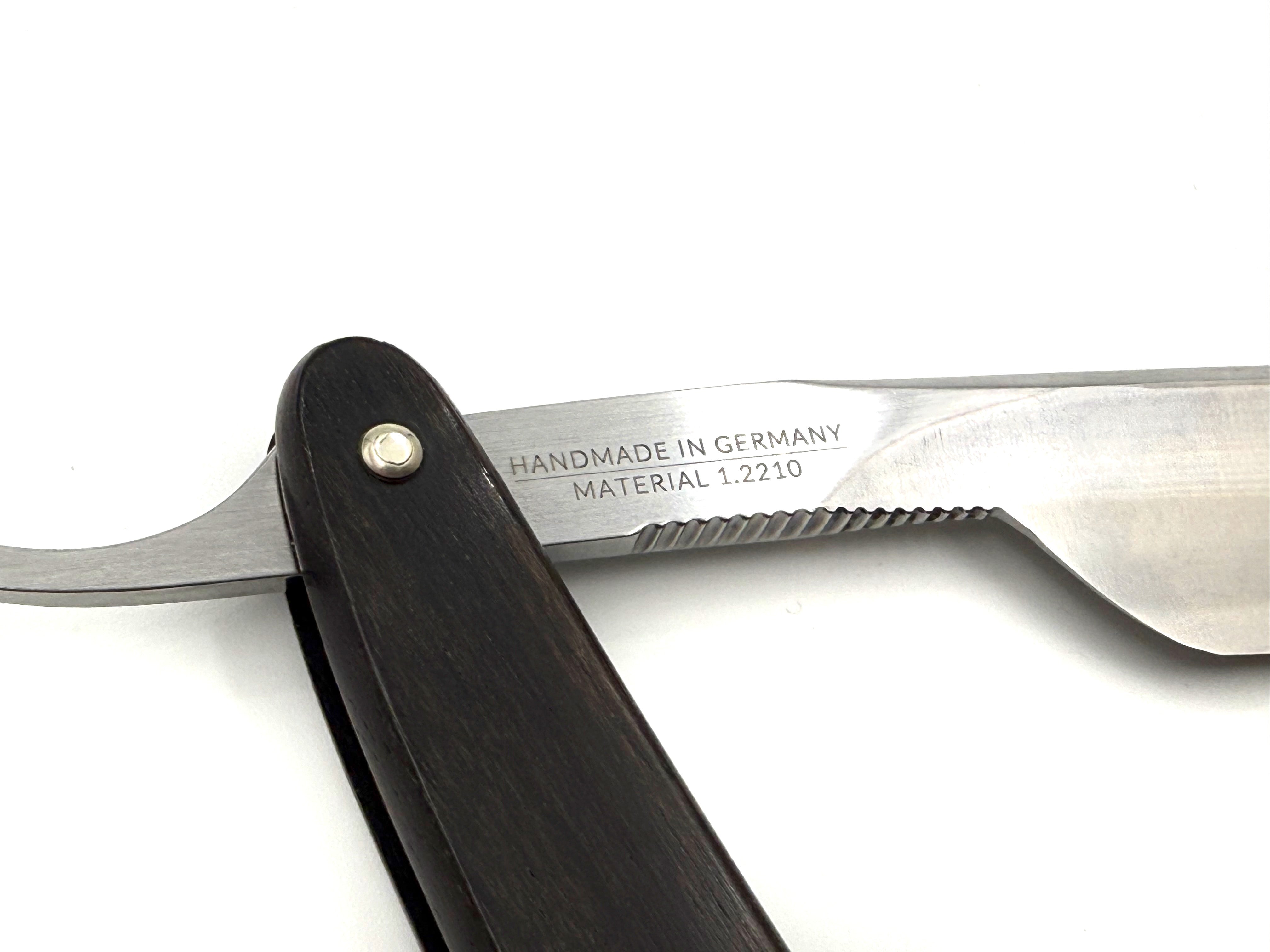 Dovo "Barbarossa" Ebony Handle 5/8 Full Hollow Spanish Tip Solingen Straight Razor