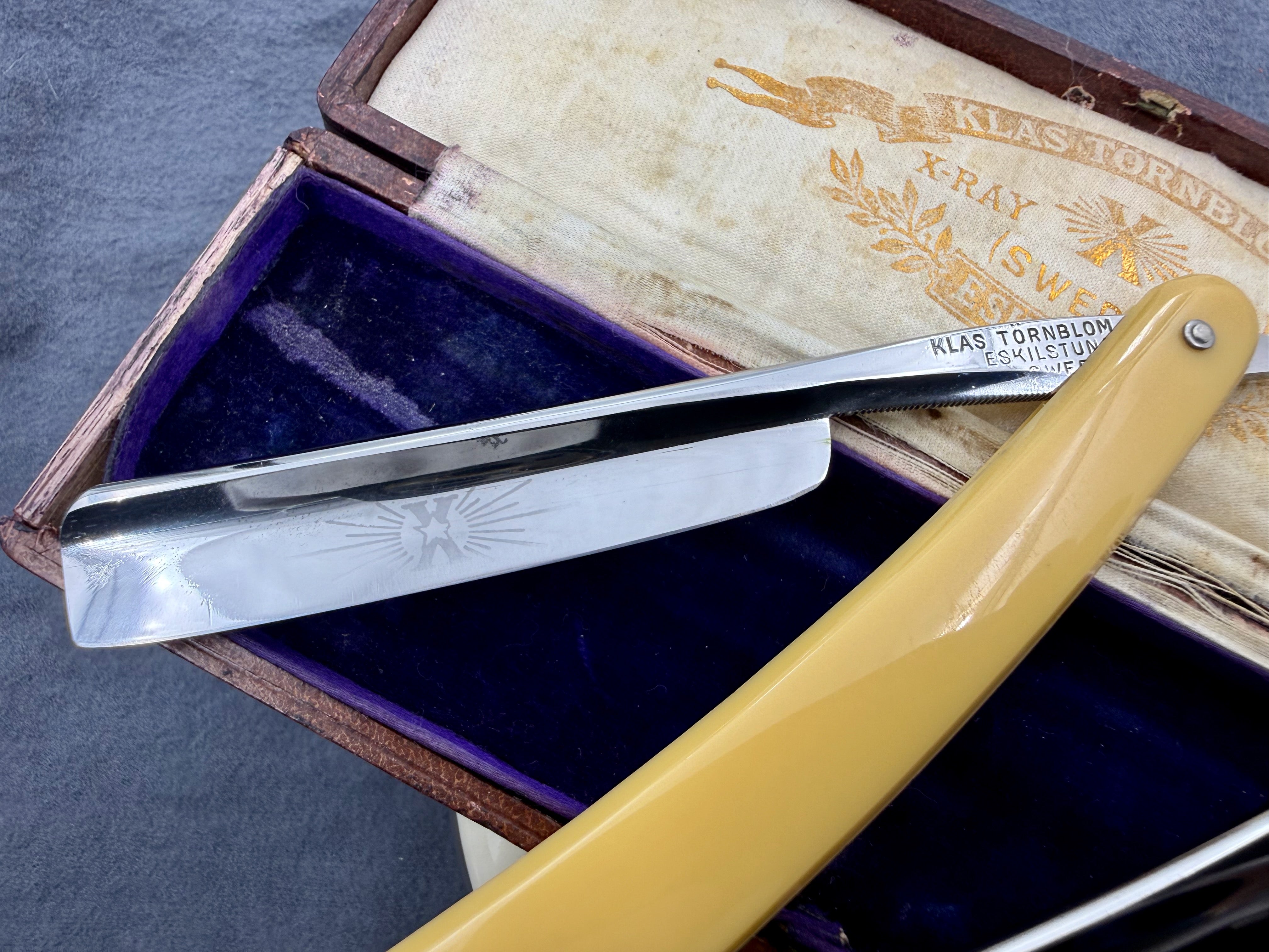 Klas Tornblom 9/16 Extra Hollow Cased Pair - Excellent Eskilstuna Sweden Straight Razors - Shave Ready