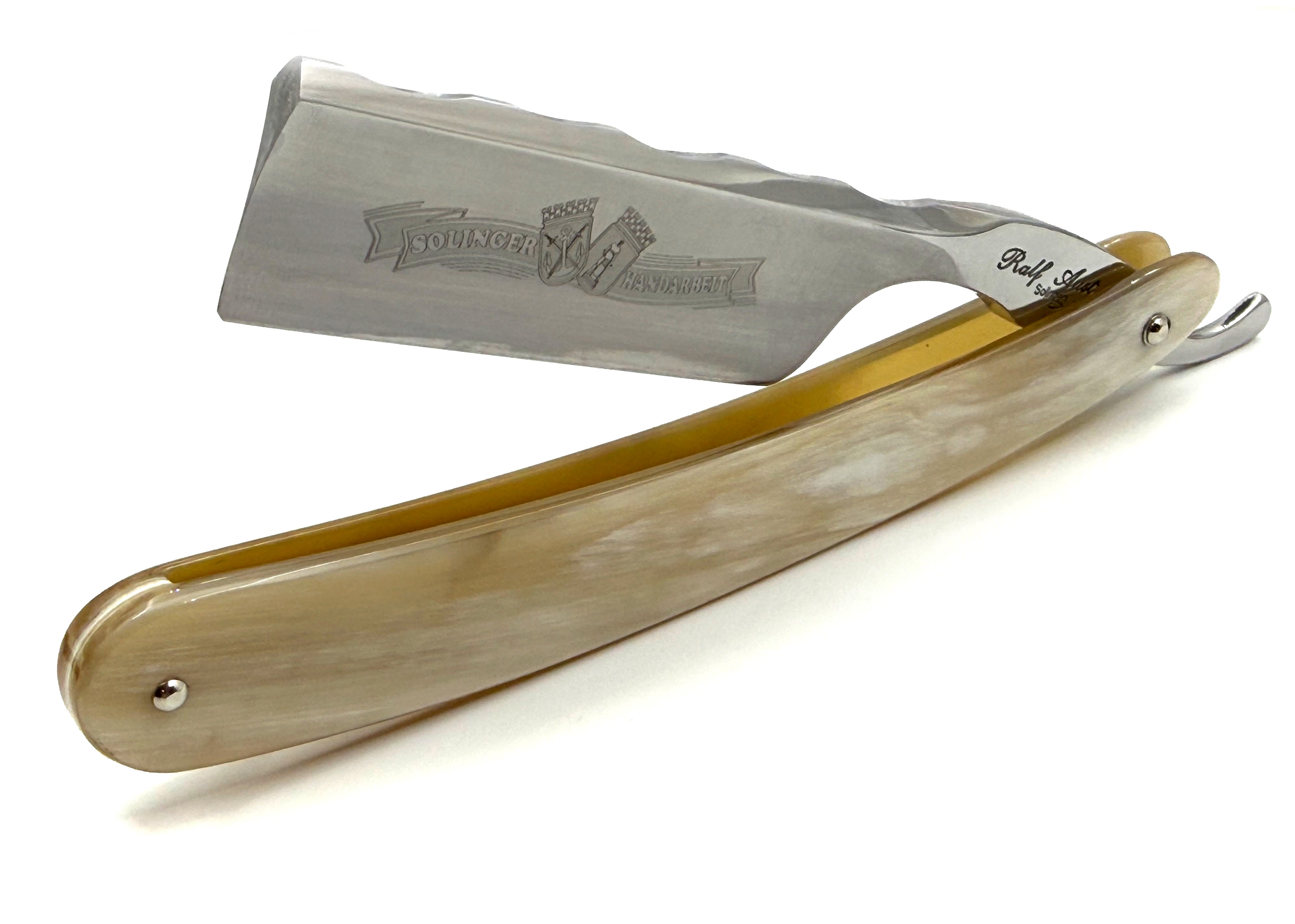 Ralf Aust 6/8 Blade with French Tip & Horn Scales Full Hollow Solingen Straight Razor
