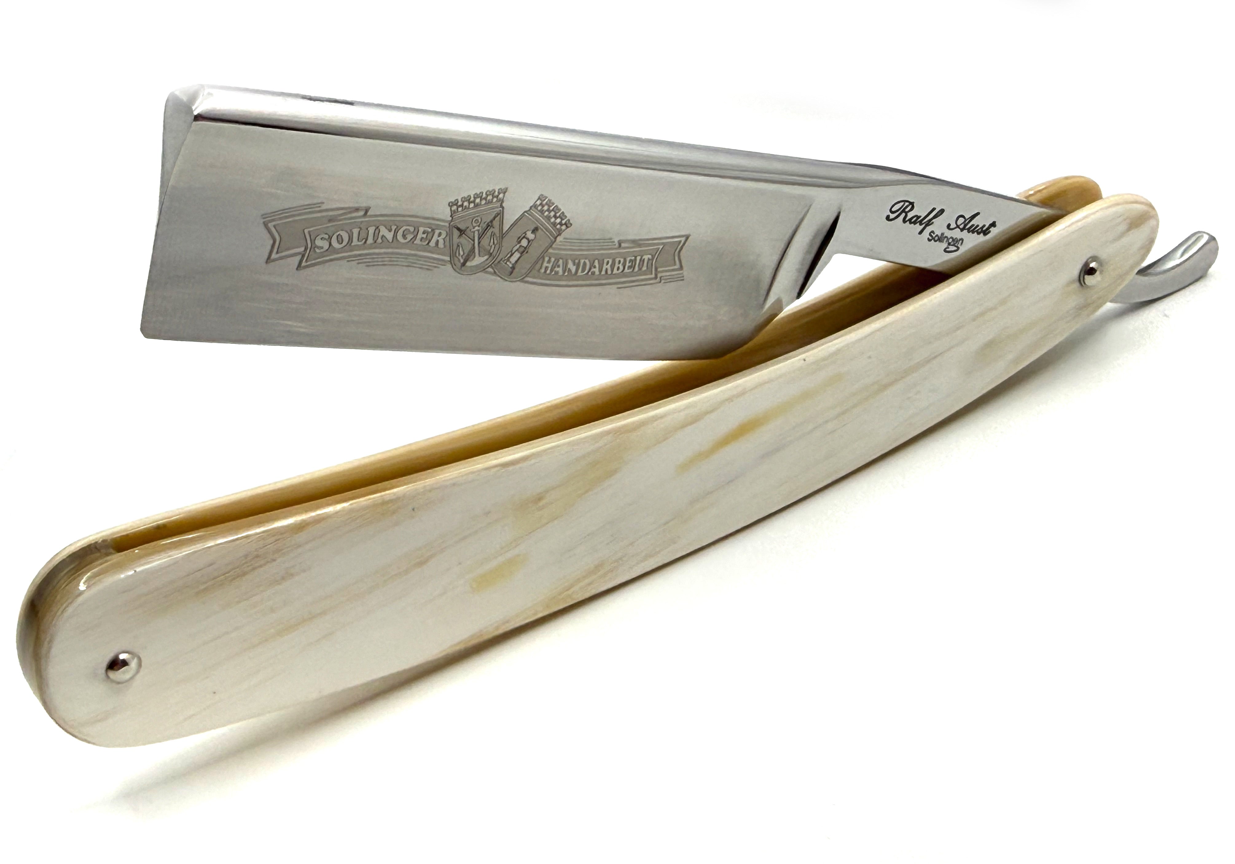 Ralf Aust 7/8 Blade with Square Tip & Horn Scales Full Hollow Solingen Straight Razor