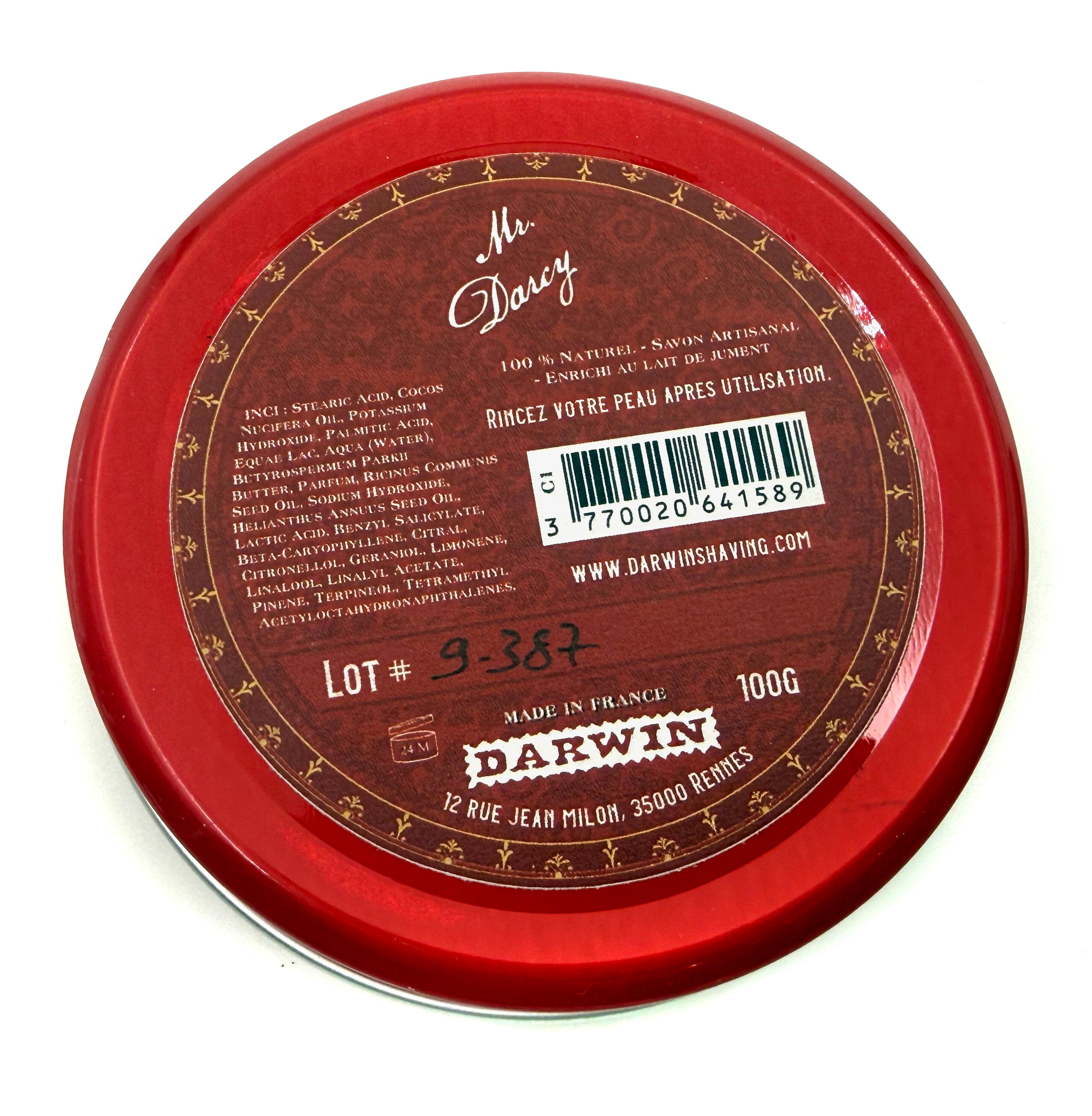 Darwin "Mr. Darcy" Artisan Shaving Soap in Tin 100g (3.5oz)
