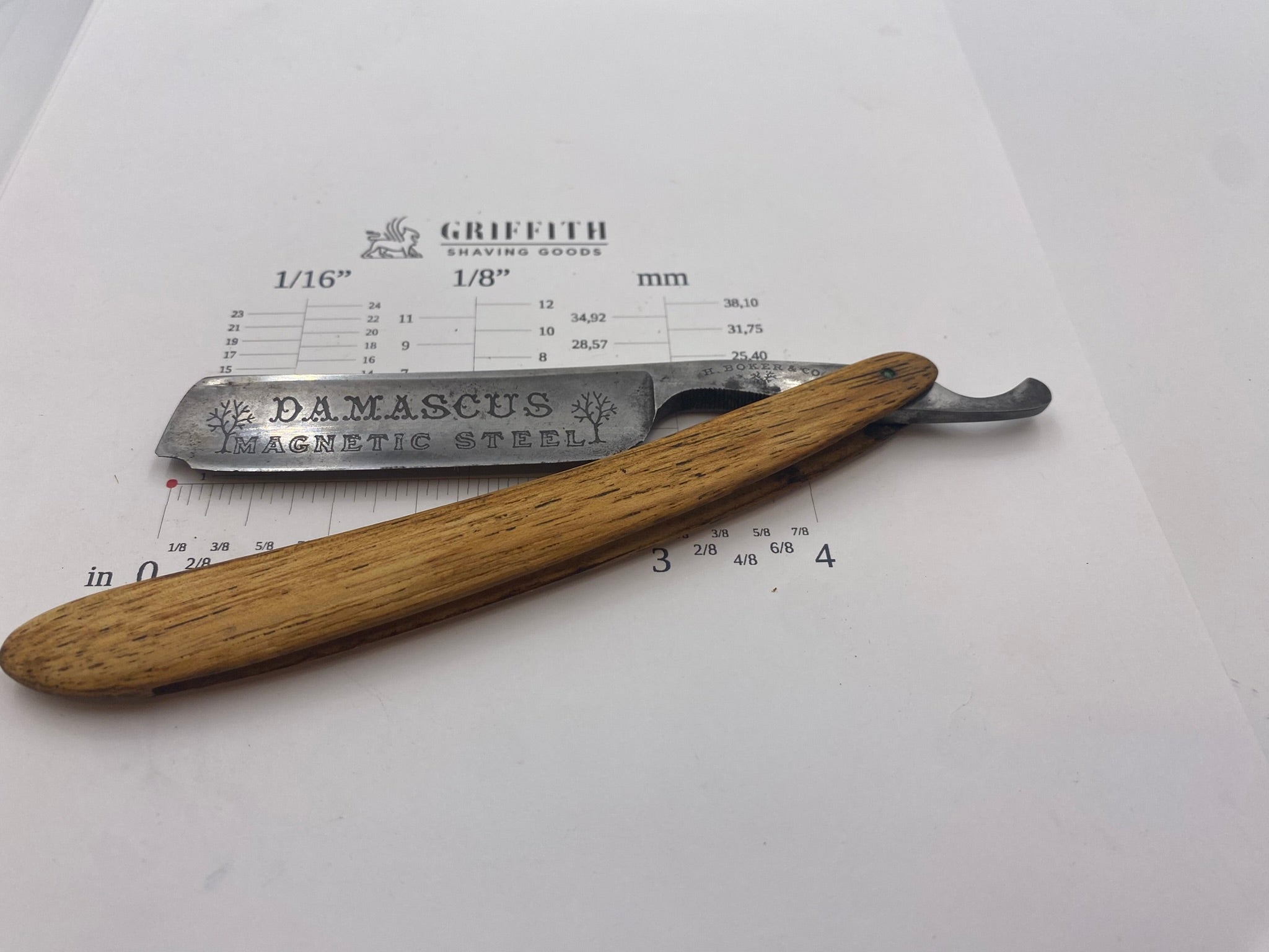 Vintage Boker Damascus Etched German Razor for Restoration