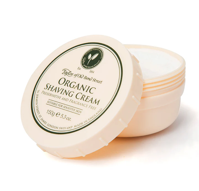 Taylor of Old Bond Street Organic Fragrance Free Shaving Cream Bowl 150g (5.3 oz)