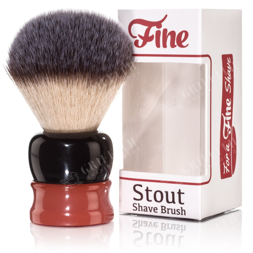 Fine Accoutrements Stout Synthetic Bristle Shaving Brush - Orange & Br