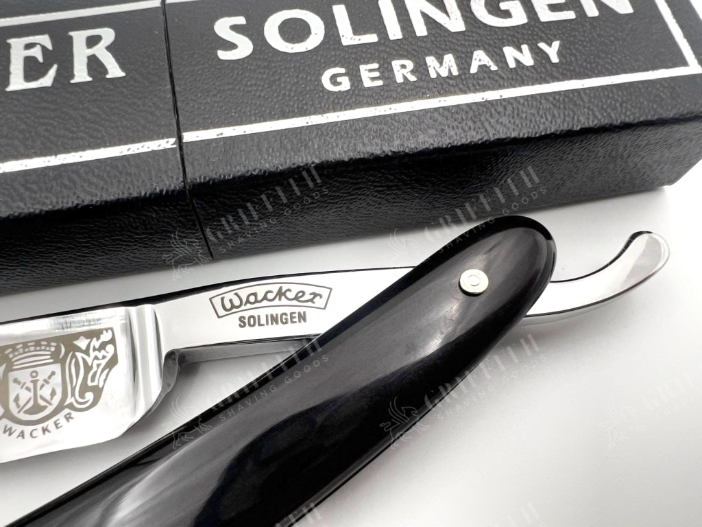 Wacker Solingen Full Hollow 5/8 Etched Straight Razor with Horn Scales - CHOOSE YOUR RAZOR