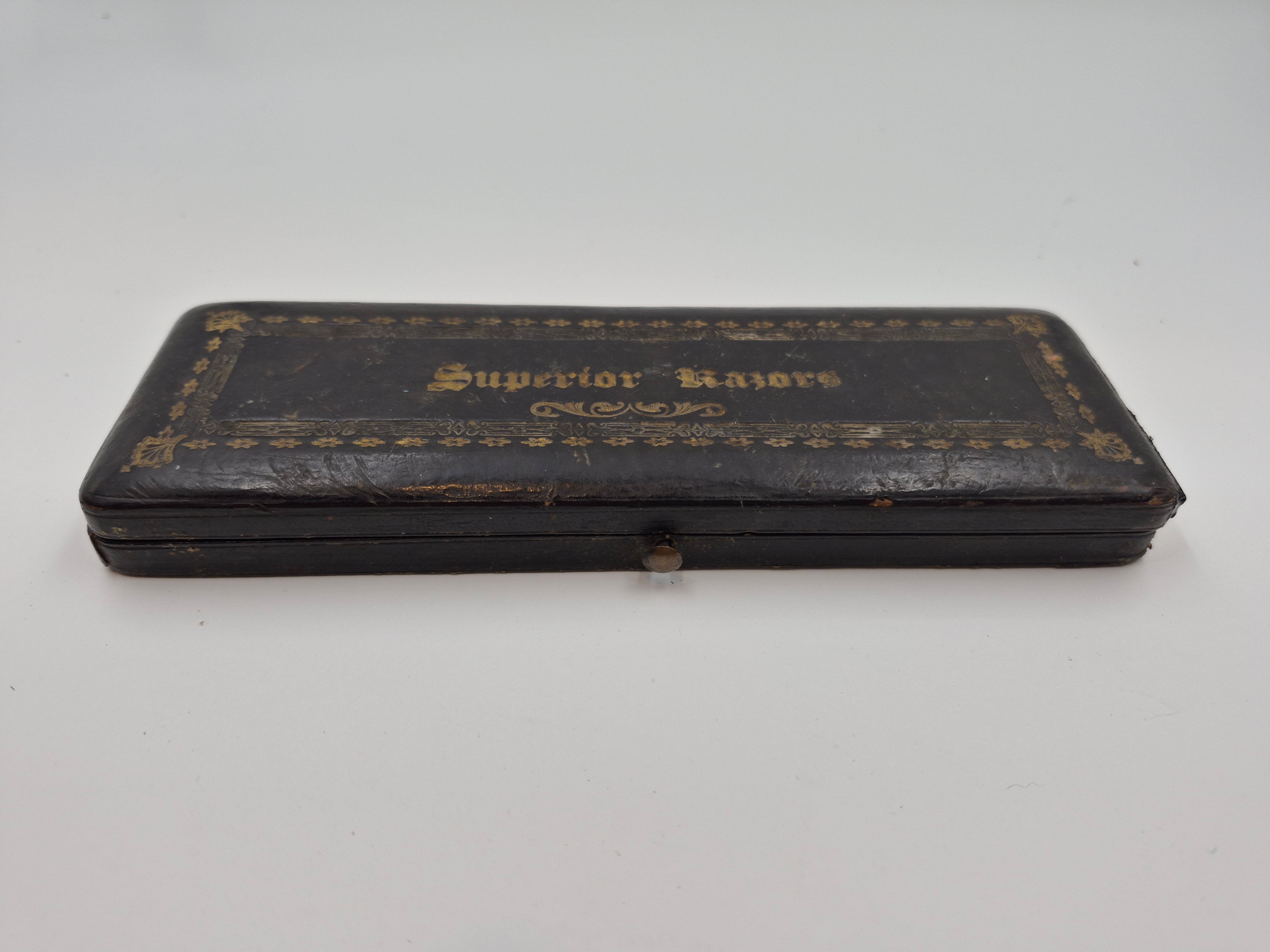 Antique Sheffield Razor Pair Set Case