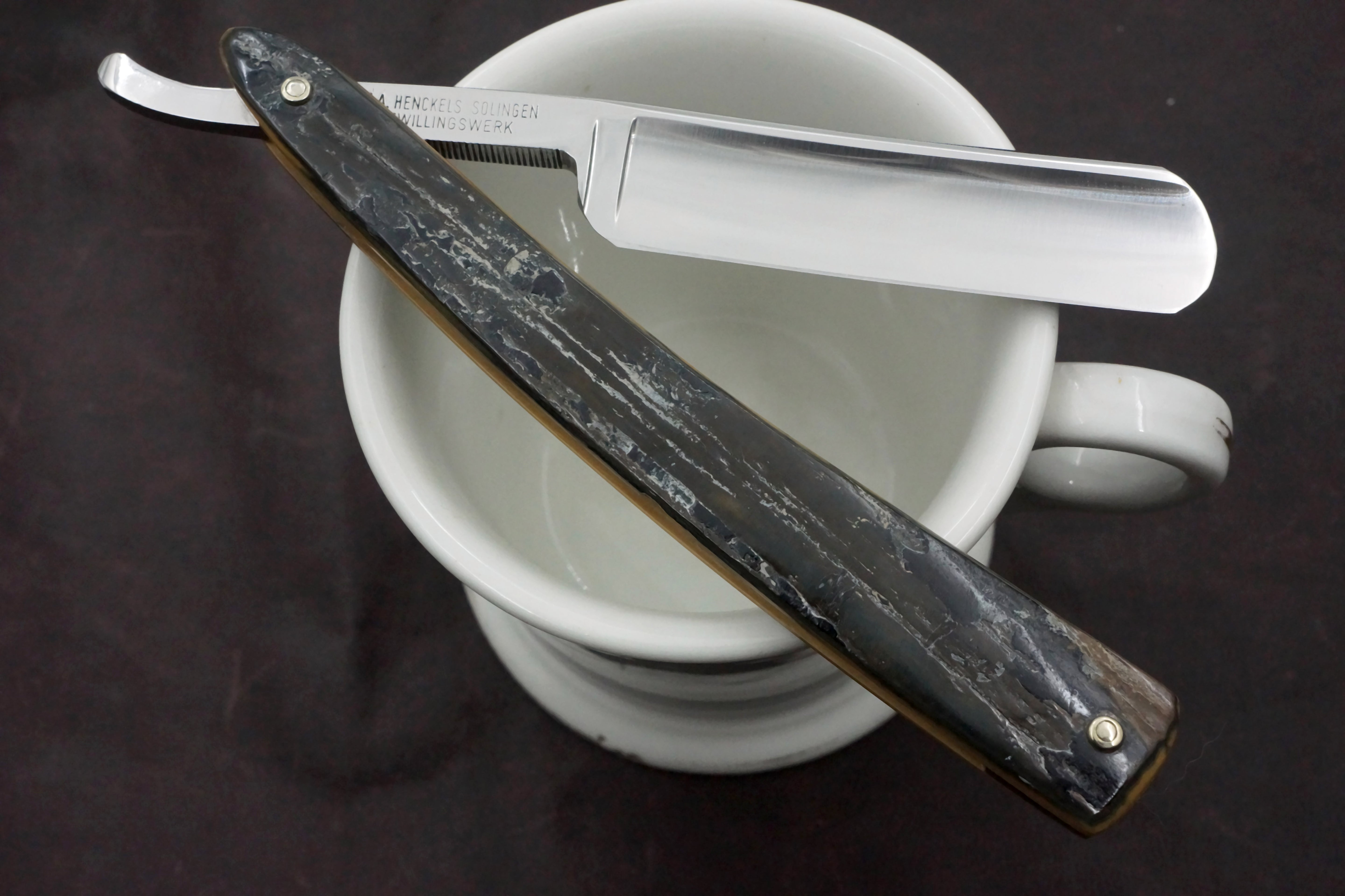 Henckels Friodur 6/8 No. 72 1/2 -  Stainless Steel Full Hollow with Custom Mammoth Ivory Scales - Solingen Straight Razor - Shave Ready