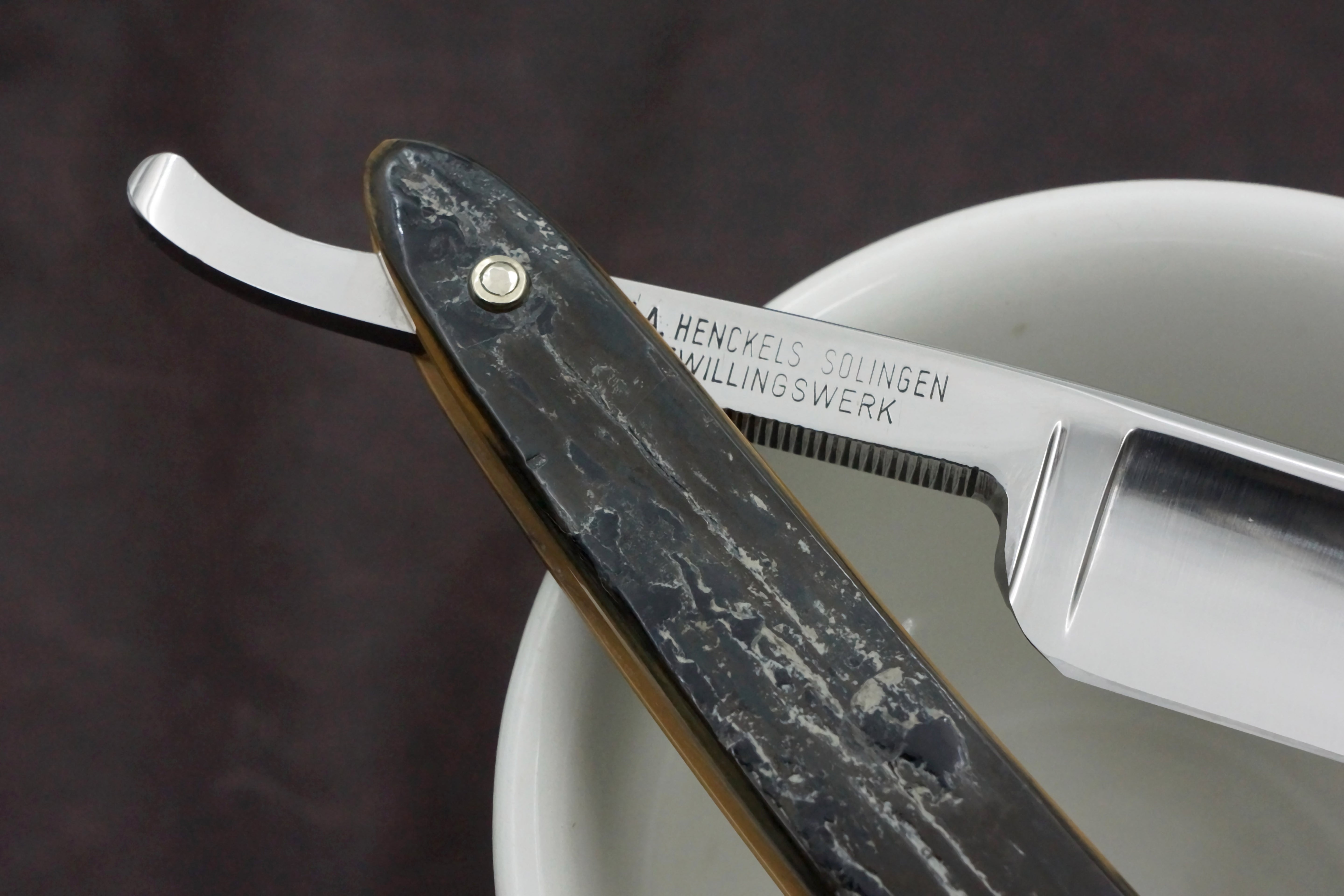 Henckels Friodur 6/8 No. 72 1/2 -  Stainless Steel Full Hollow with Custom Mammoth Ivory Scales - Solingen Straight Razor - Shave Ready