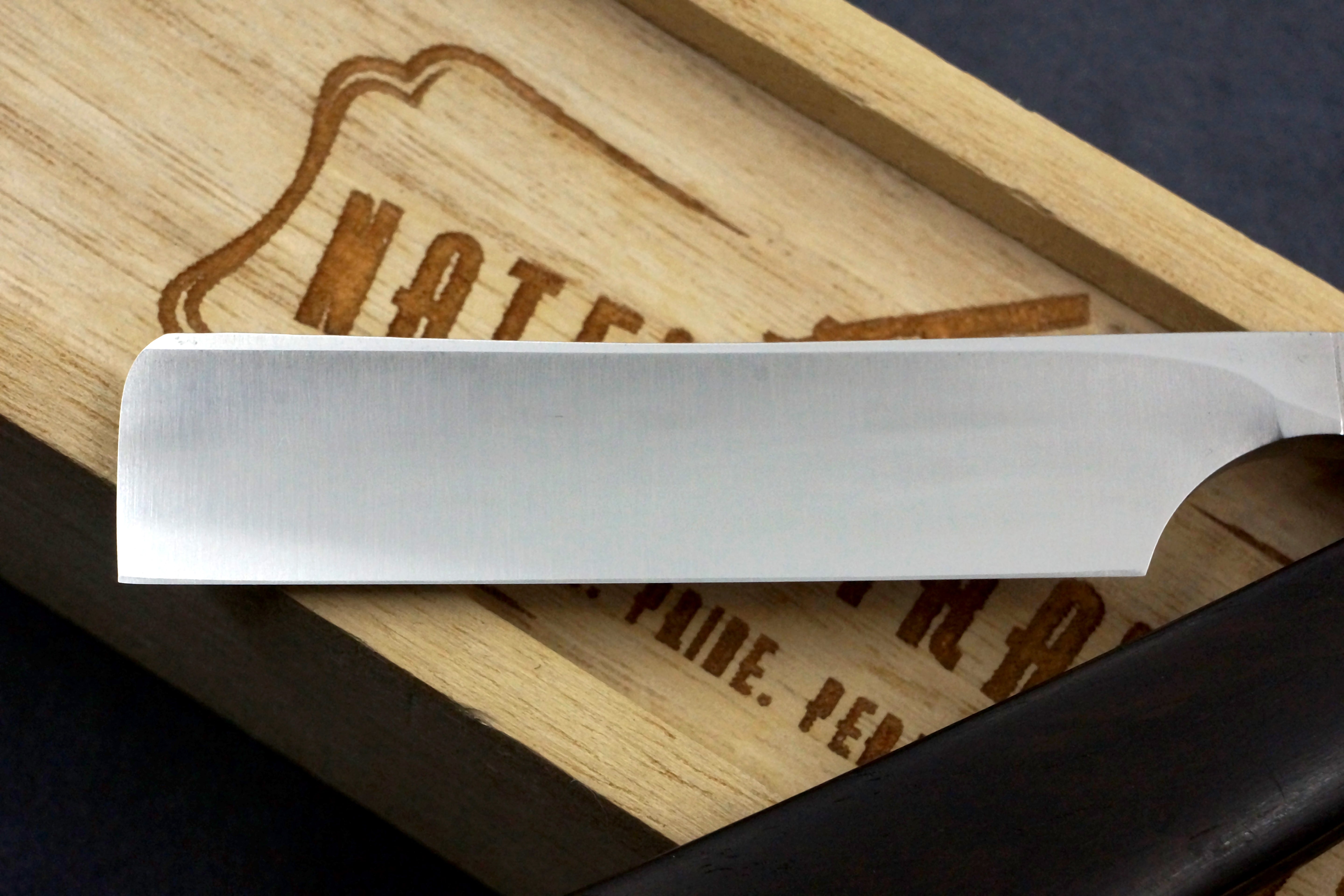 Nate's Straights 11/16 Quarter Hollow Blade with Ebony Scales - Preowned Custom Straight Razor - Shave Ready