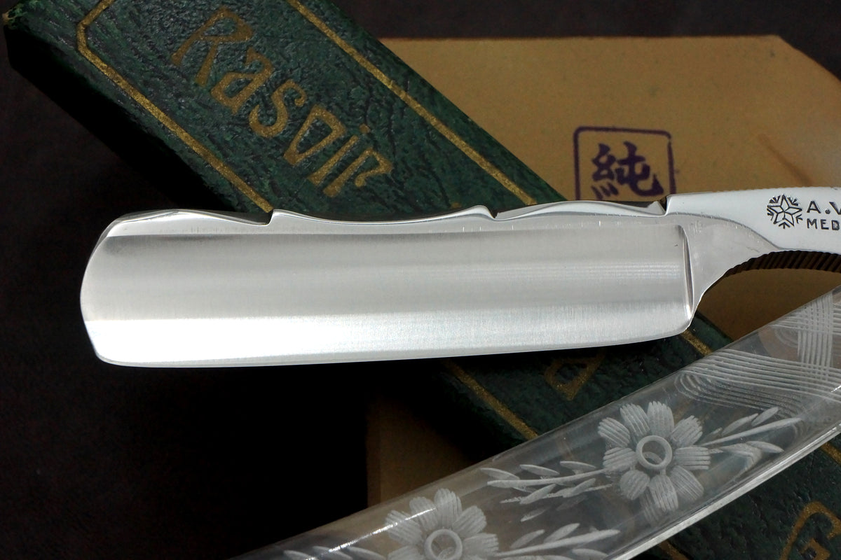 A. Vedel - Excellent ++ 6/8 Full Hollow Blade Rare Engraved Scales - Vintage French Straight Razor - Shave Ready