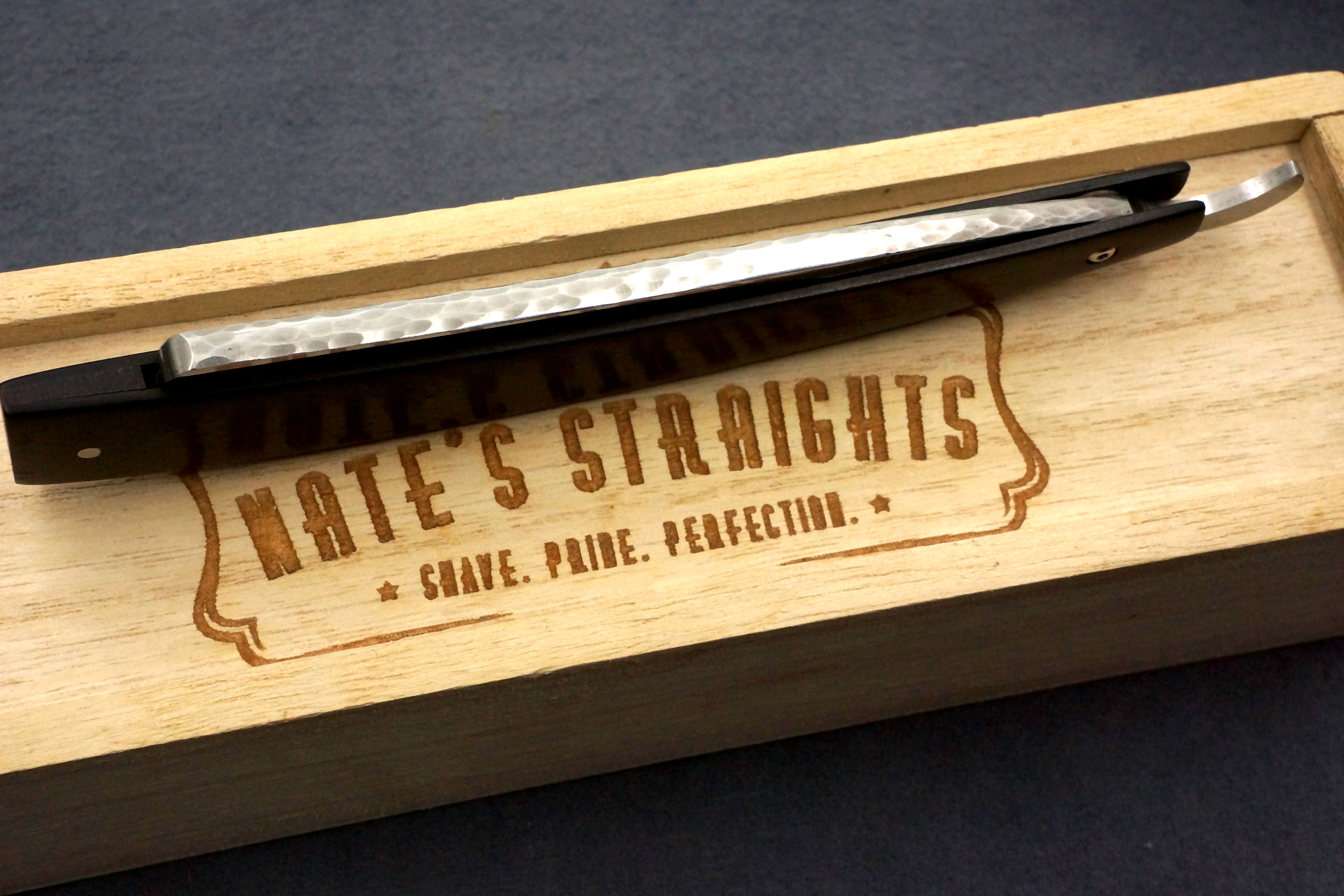 Nate's Straights 11/16 Quarter Hollow Blade with Ebony Scales - Preowned Custom Straight Razor - Shave Ready