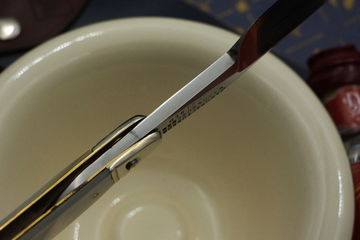 Wade & Butcher "American Razor" 7/8 - Patriotic Eagle Etch Fully Restored Mother of Pearl Scaled Sheffield Straight Razor - Shave Ready