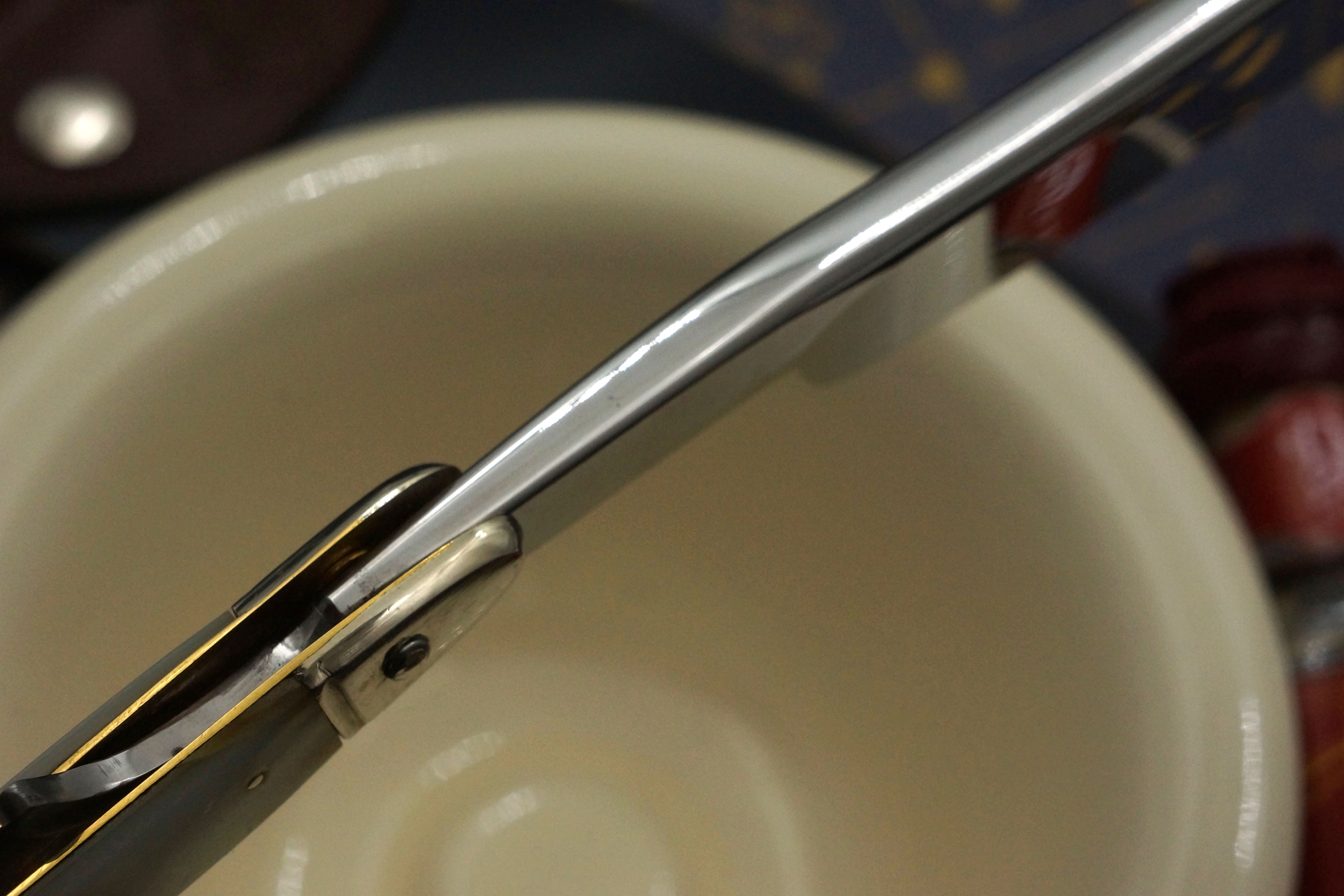 Wade & Butcher "American Razor" 7/8 - Patriotic Eagle Etch Fully Restored Mother of Pearl Scaled Sheffield Straight Razor - Shave Ready