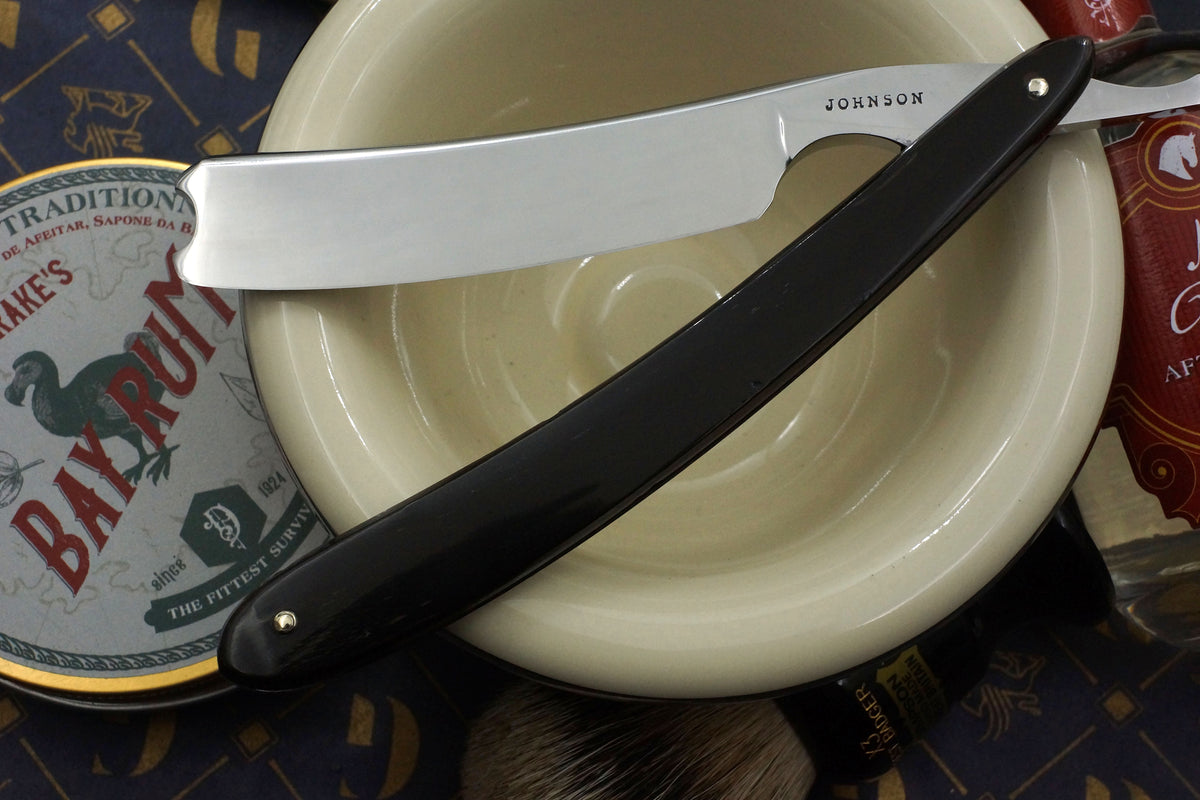 Johnson Restored 6/8 Vintage Sheffield Straight Razor with Original Horn Scales - Shave Ready