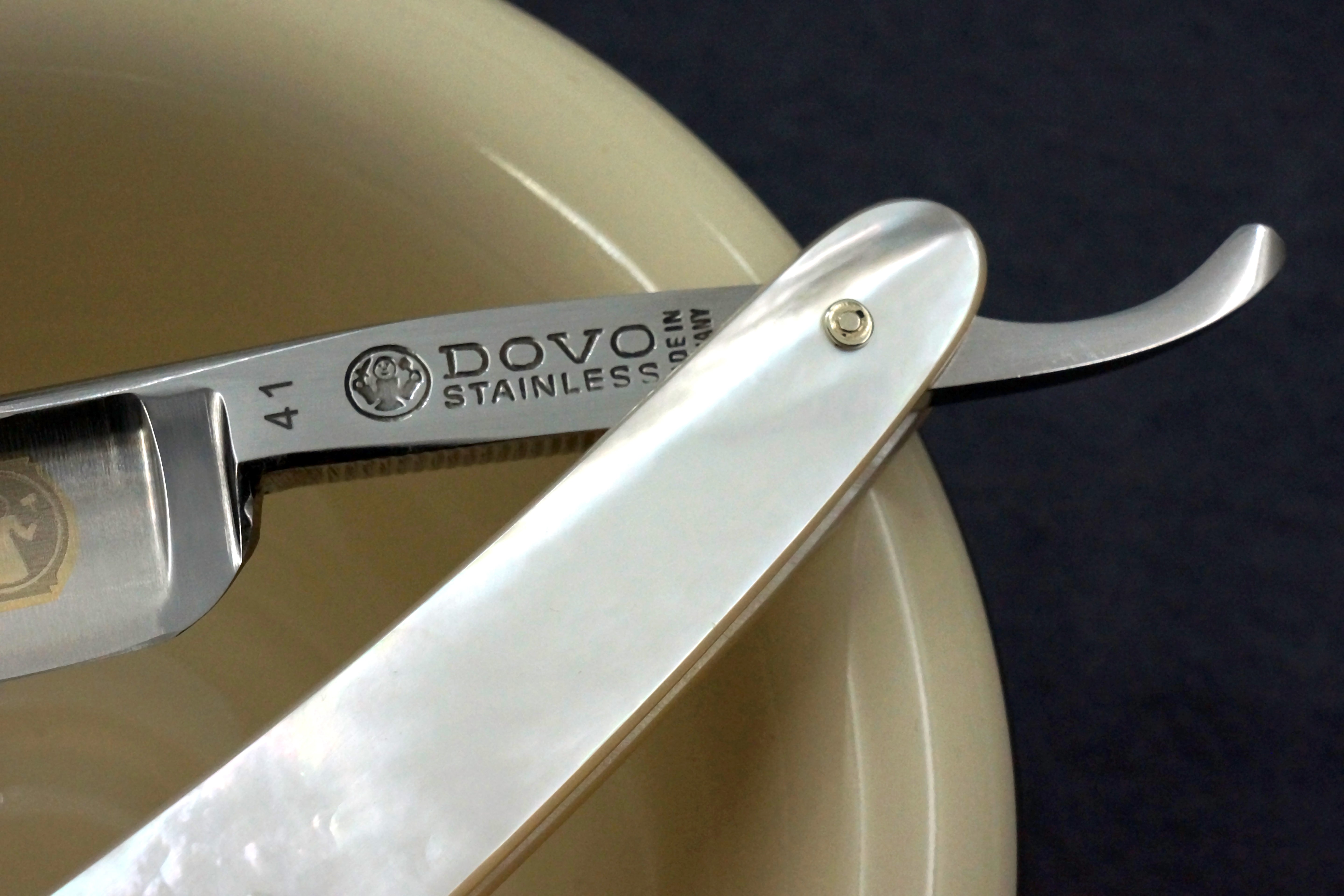 Dovo Inox No. 41 with Solid Pearl Scales -  Preowned Rare 11/16 Full Hollow Blade - Solingen Straight Razor - Shave Ready