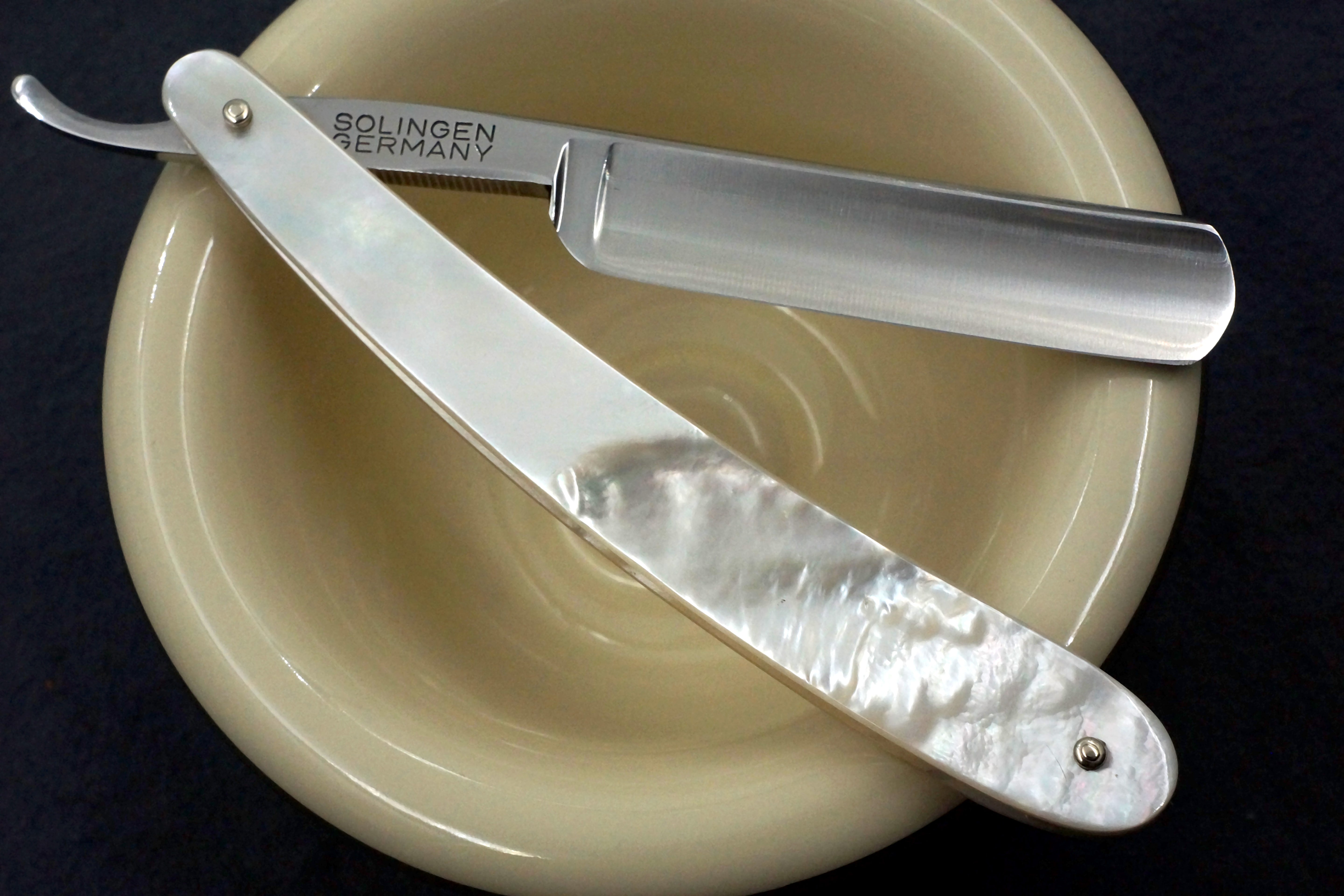 Dovo Inox No. 41 with Solid Pearl Scales -  Preowned Rare 11/16 Full Hollow Blade - Solingen Straight Razor - Shave Ready