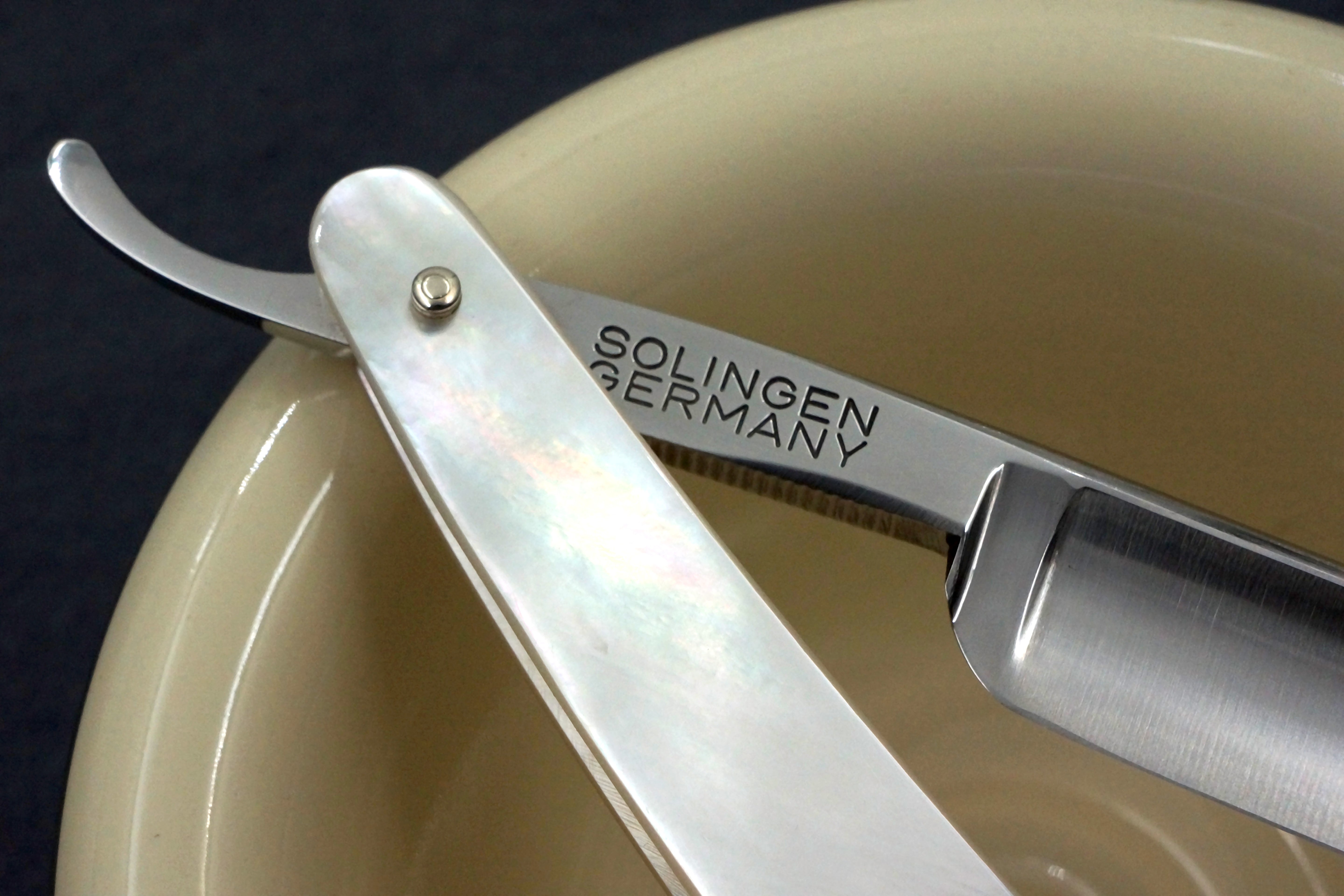 Dovo Inox No. 41 with Solid Pearl Scales -  Preowned Rare 11/16 Full Hollow Blade - Solingen Straight Razor - Shave Ready