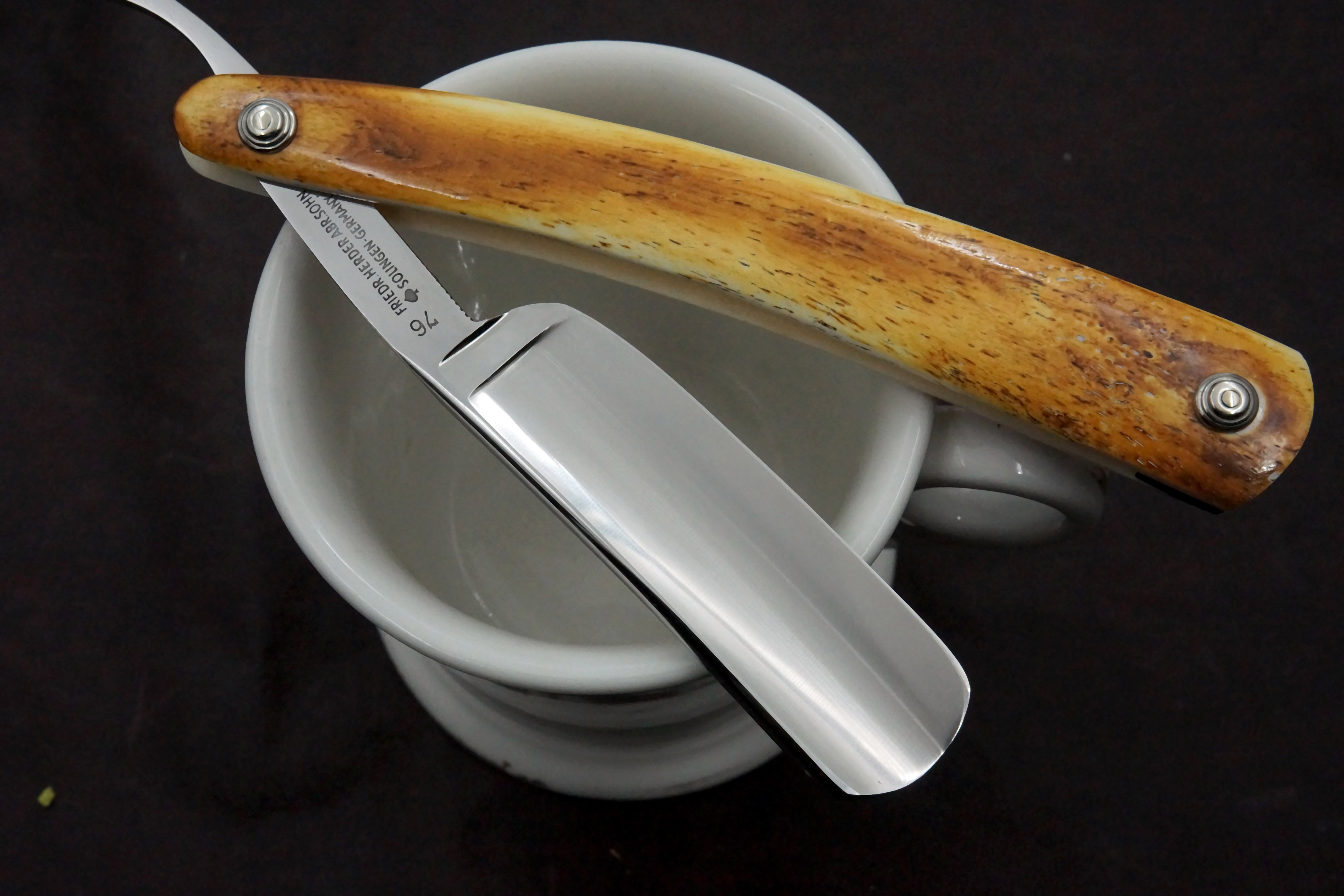 Friedrich Herder No. 76 Pristine 7/8 Full Hollow Custom Scales - Solingen Vintage Straight Razor - Shave Ready