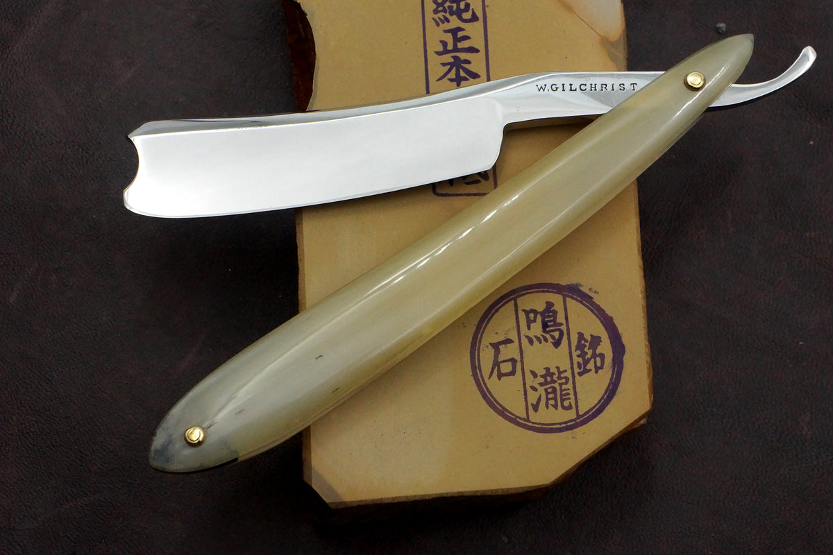 Wm. Gilchrist - 13/16" Blade with Custom Horn Scales - Handsome Fully Restored Sheffield Straight Razor - Shave Ready