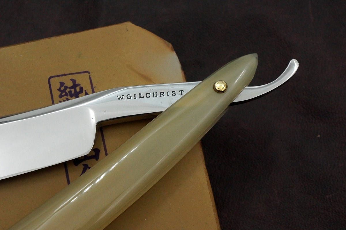 Wm. Gilchrist - 13/16" Blade with Custom Horn Scales - Handsome Fully Restored Sheffield Straight Razor - Shave Ready