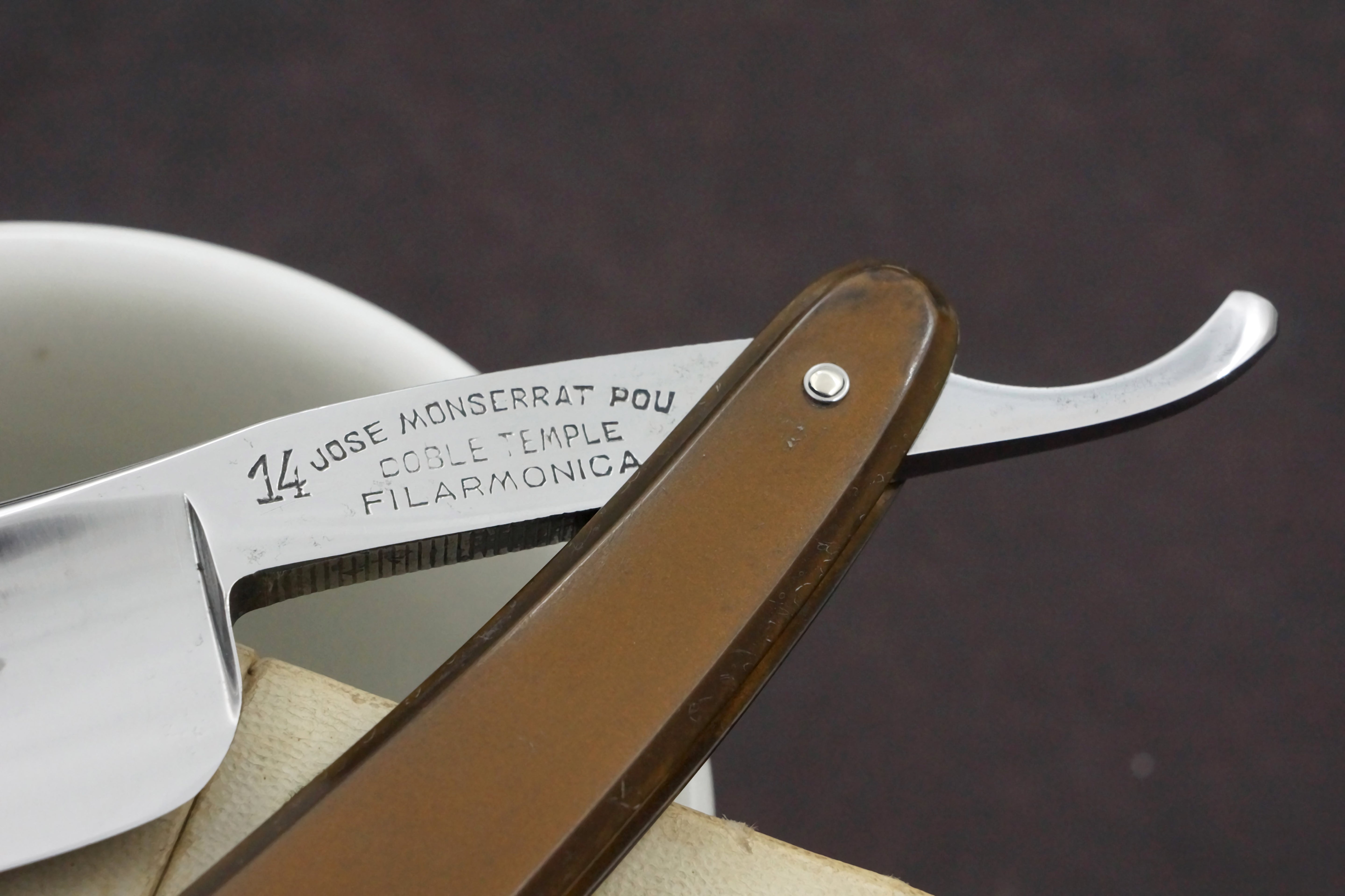 Filarmonica JMP 2nd Gen Doble Temple No. 14 15/16" Full Hollow Blade - Excellent Vintage Spanish Straight Razor - Shave Ready