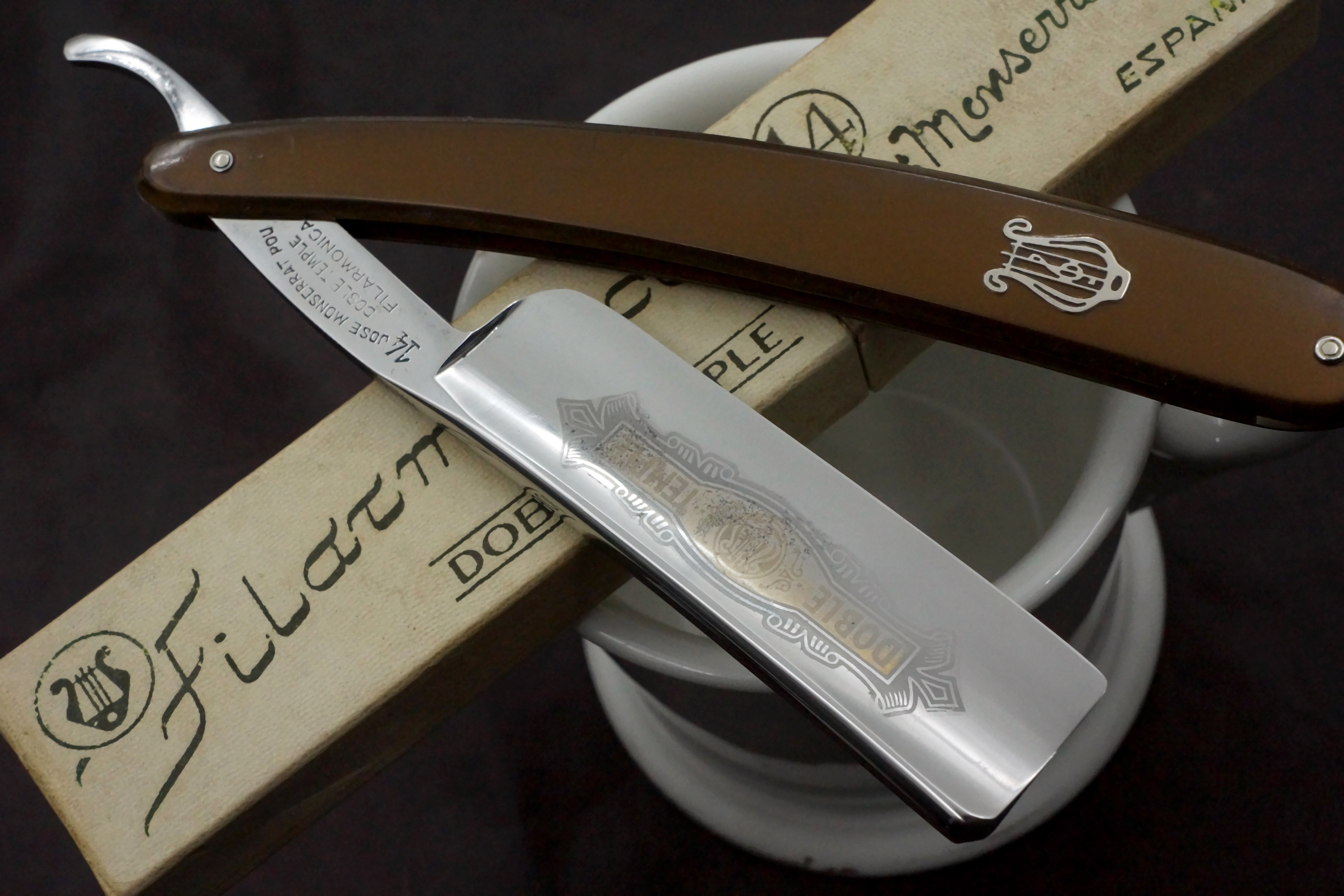 Filarmonica JMP 2nd Gen Doble Temple No. 14 15/16" Full Hollow Blade - Excellent Vintage Spanish Straight Razor - Shave Ready