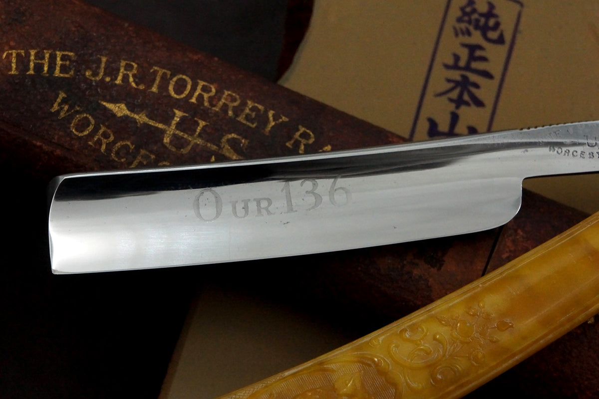 J.R. Torrey "Our 136" 11/16 Full Hollow with Molded Fancy Scales Vintage USA Straight Razor - Shave Ready