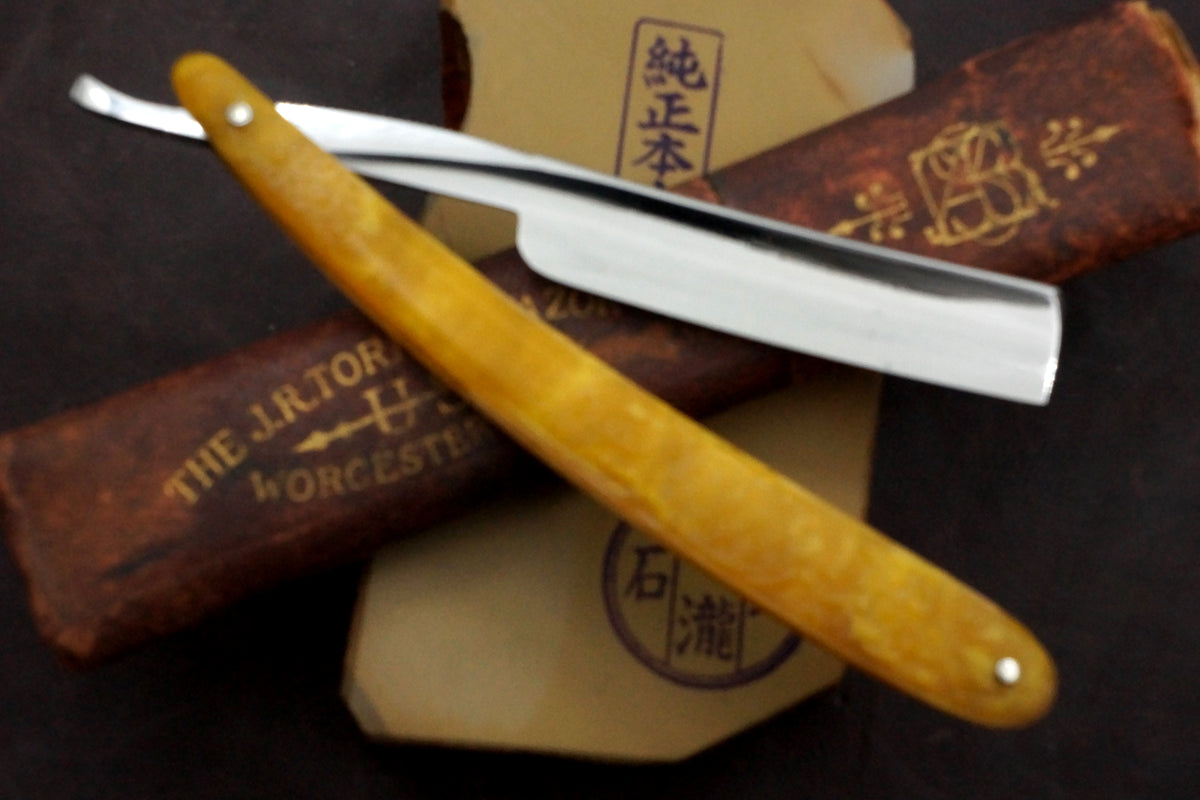 J.R. Torrey "Our 136" 11/16 Full Hollow with Molded Fancy Scales Vintage USA Straight Razor - Shave Ready