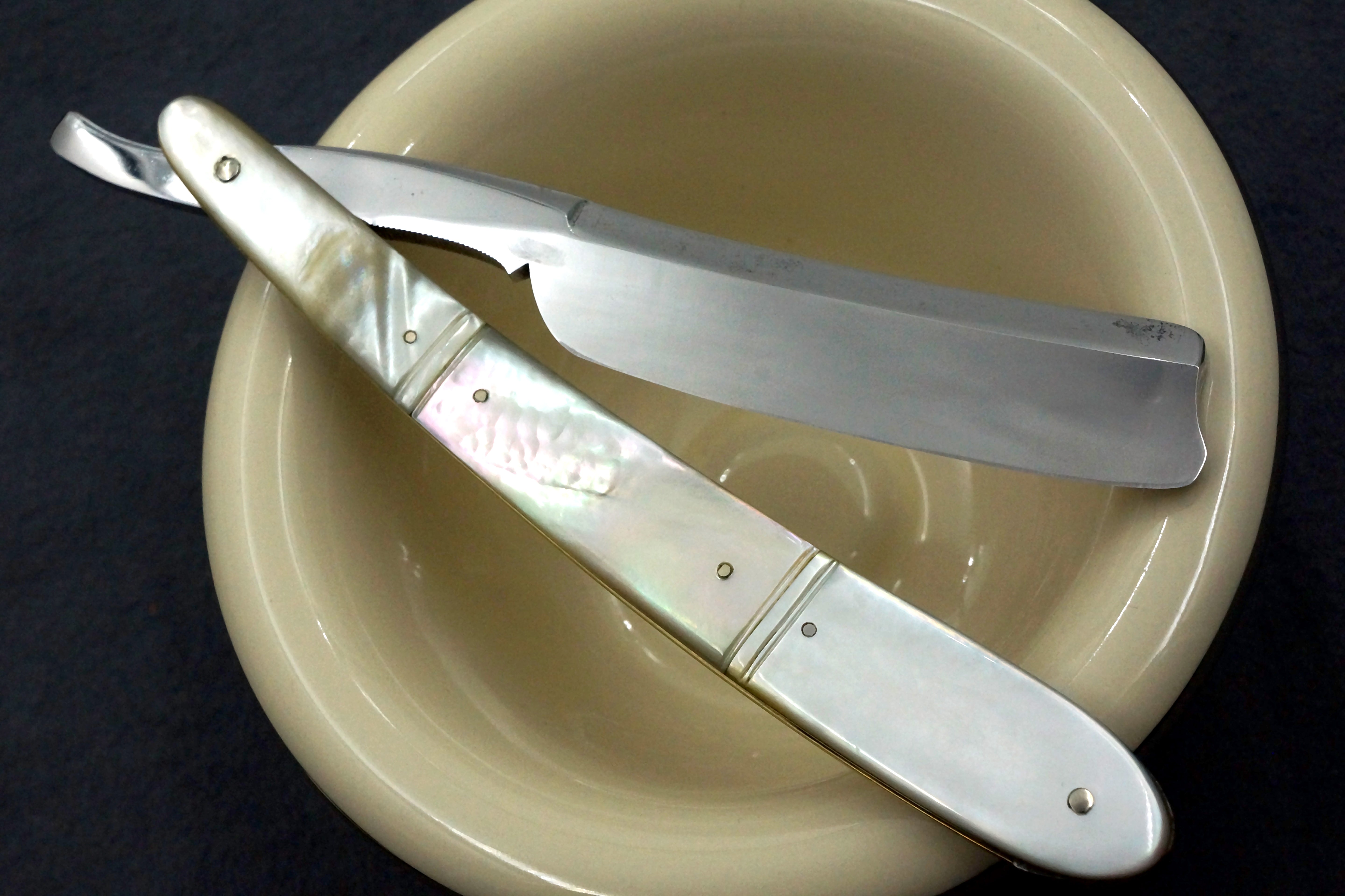 Hawcroft & Sons 6/8 - Fancy Grind Fully Restored Mother of Pearl Scaled Sheffield Straight Razor - Shave Ready