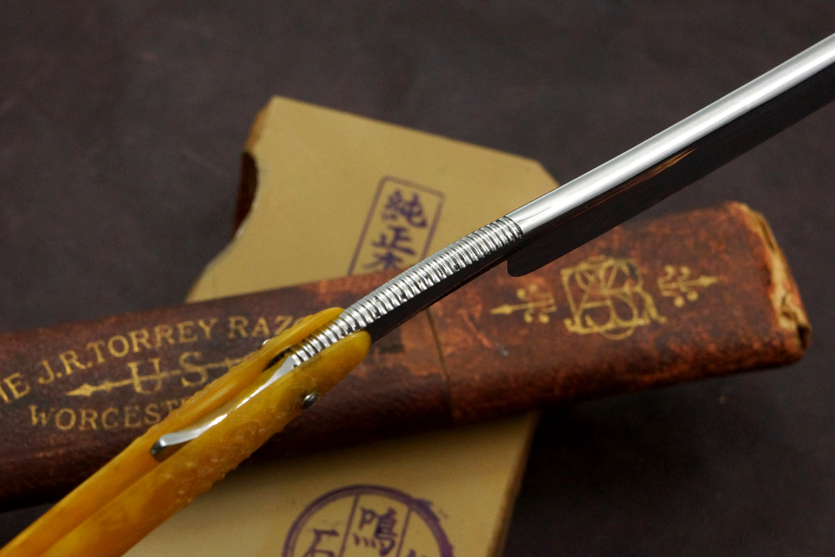 J.R. Torrey "Our 136" 11/16 Full Hollow with Molded Fancy Scales Vintage USA Straight Razor - Shave Ready