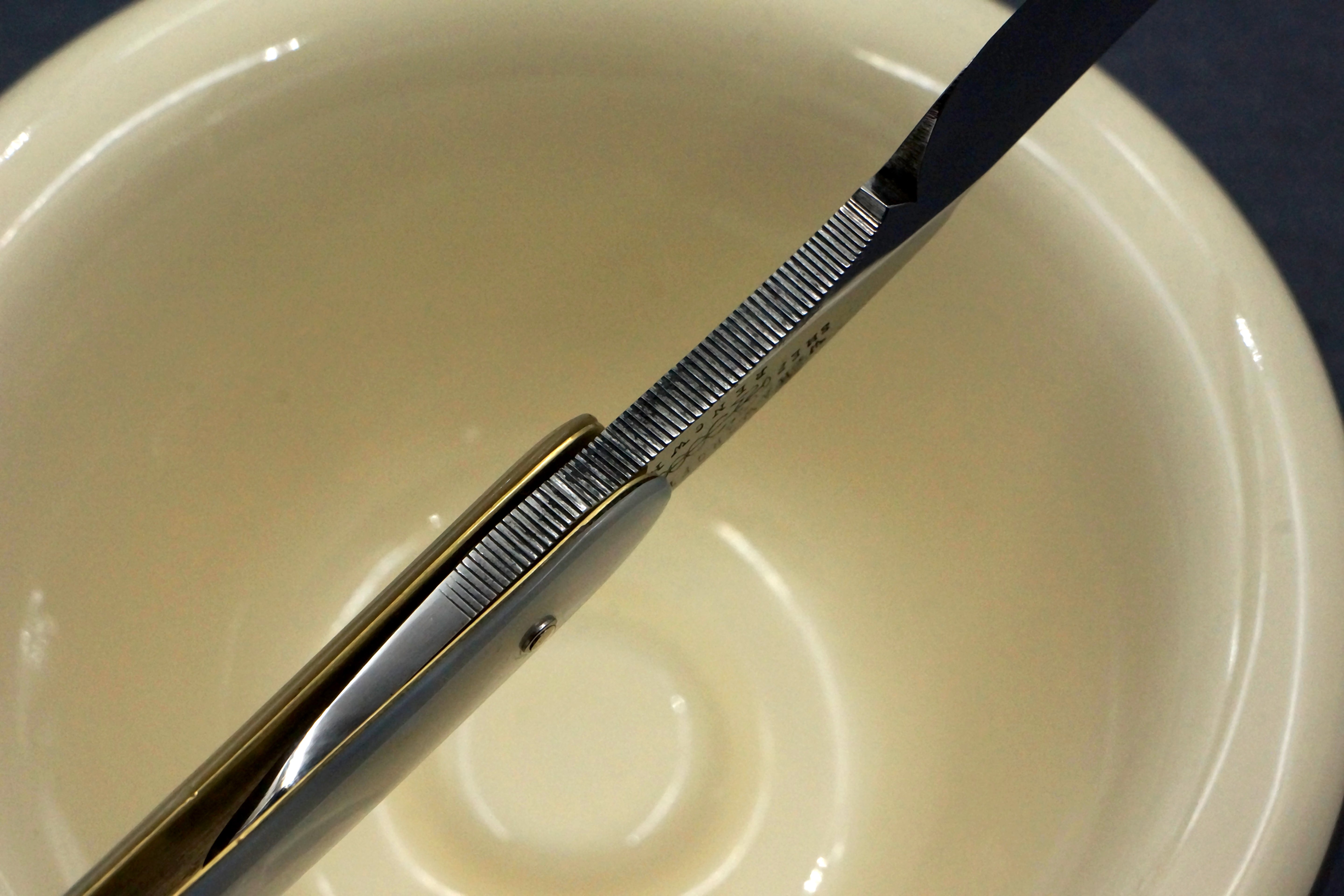 Hawcroft & Sons 6/8 - Fancy Grind Fully Restored Mother of Pearl Scaled Sheffield Straight Razor - Shave Ready